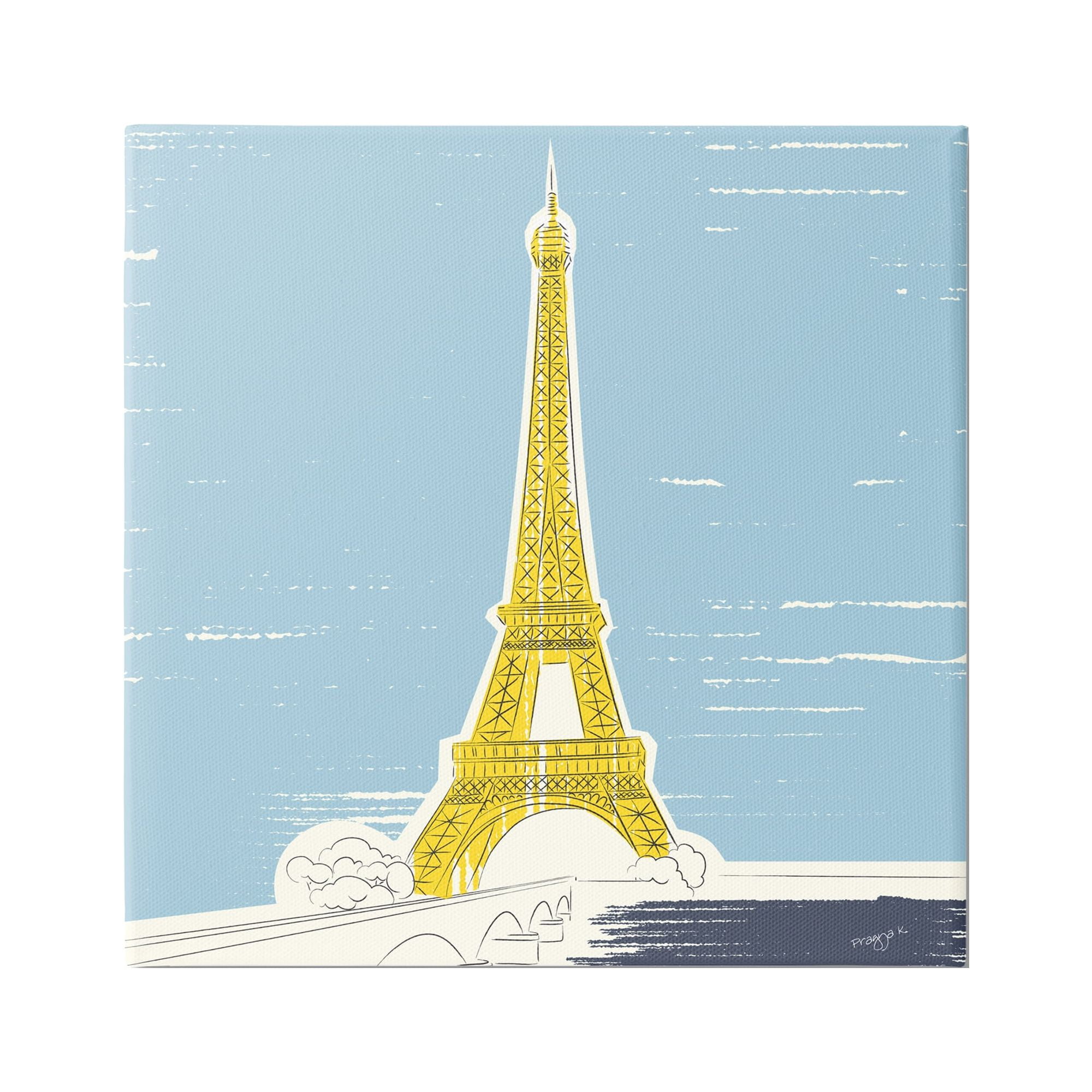 Stupell Industries Eiffel Tower Architecture Travel & Places Painting Gallery Wrapped Canvas Art Print Wall Art, 30 x 30