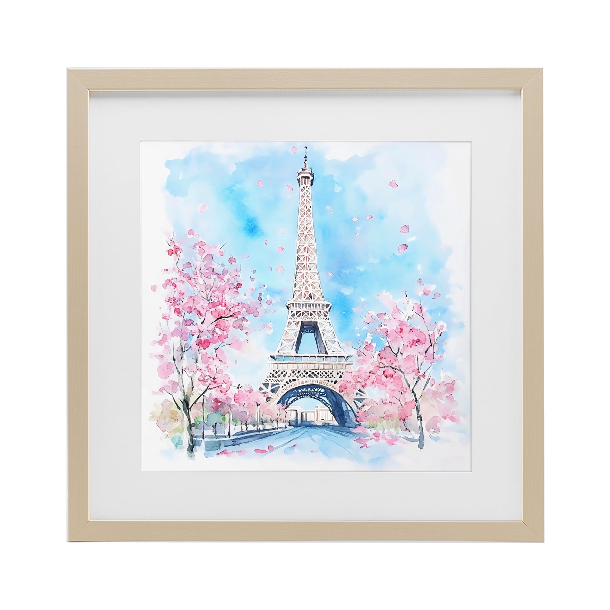 Stupell Industries Eiffel Tower Cherry Blossoms Birch Framed Print Under Glass, design by Creative Studio