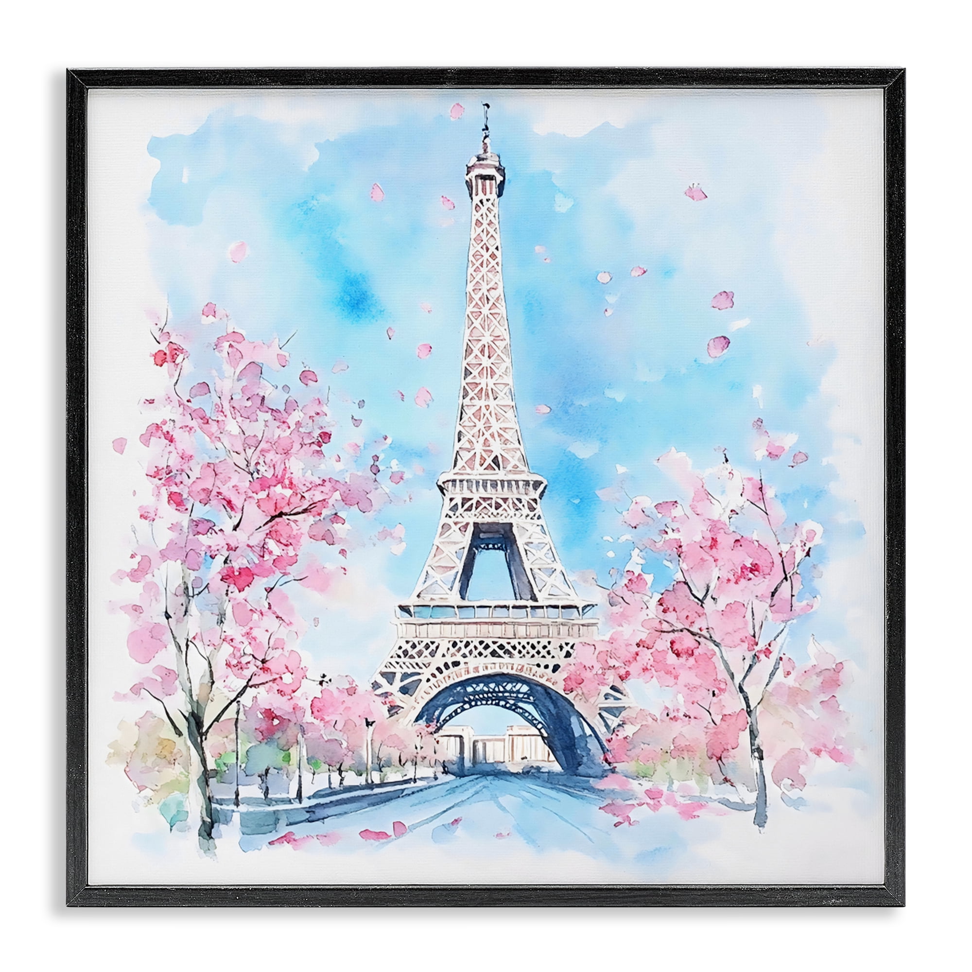 Stupell Industries Eiffel Tower Cherry Blossoms Black Framed Giclee Art, design by Creative Studio