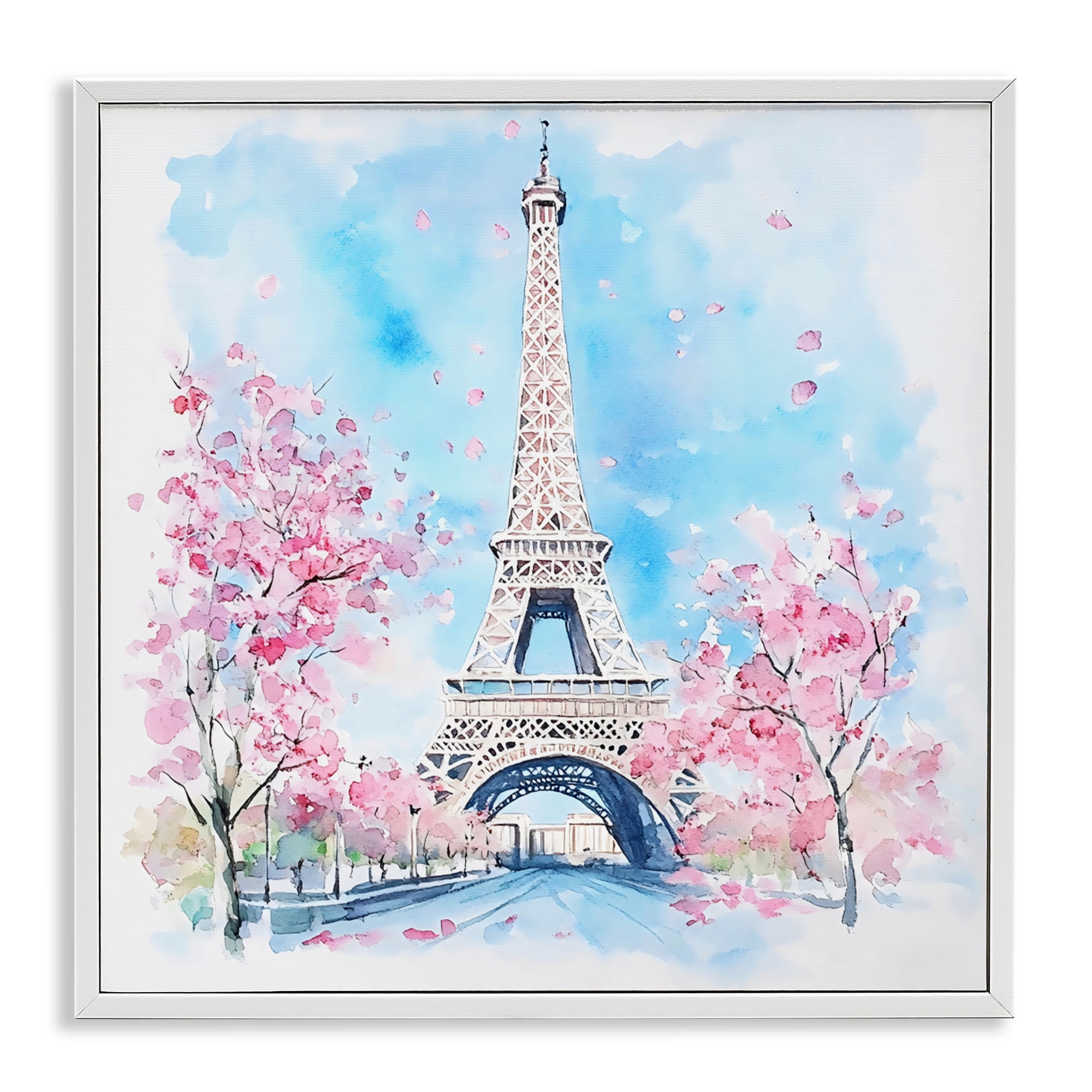 Stupell Industries Eiffel Tower Cherry Blossoms White Framed Giclee Art, design by Creative Studio
