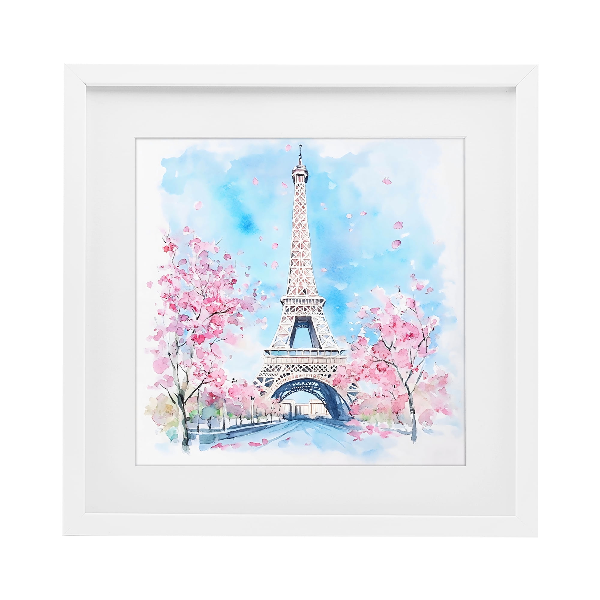 Stupell Industries Eiffel Tower Cherry Blossoms White Framed Print Under Glass, design by Creative Studio
