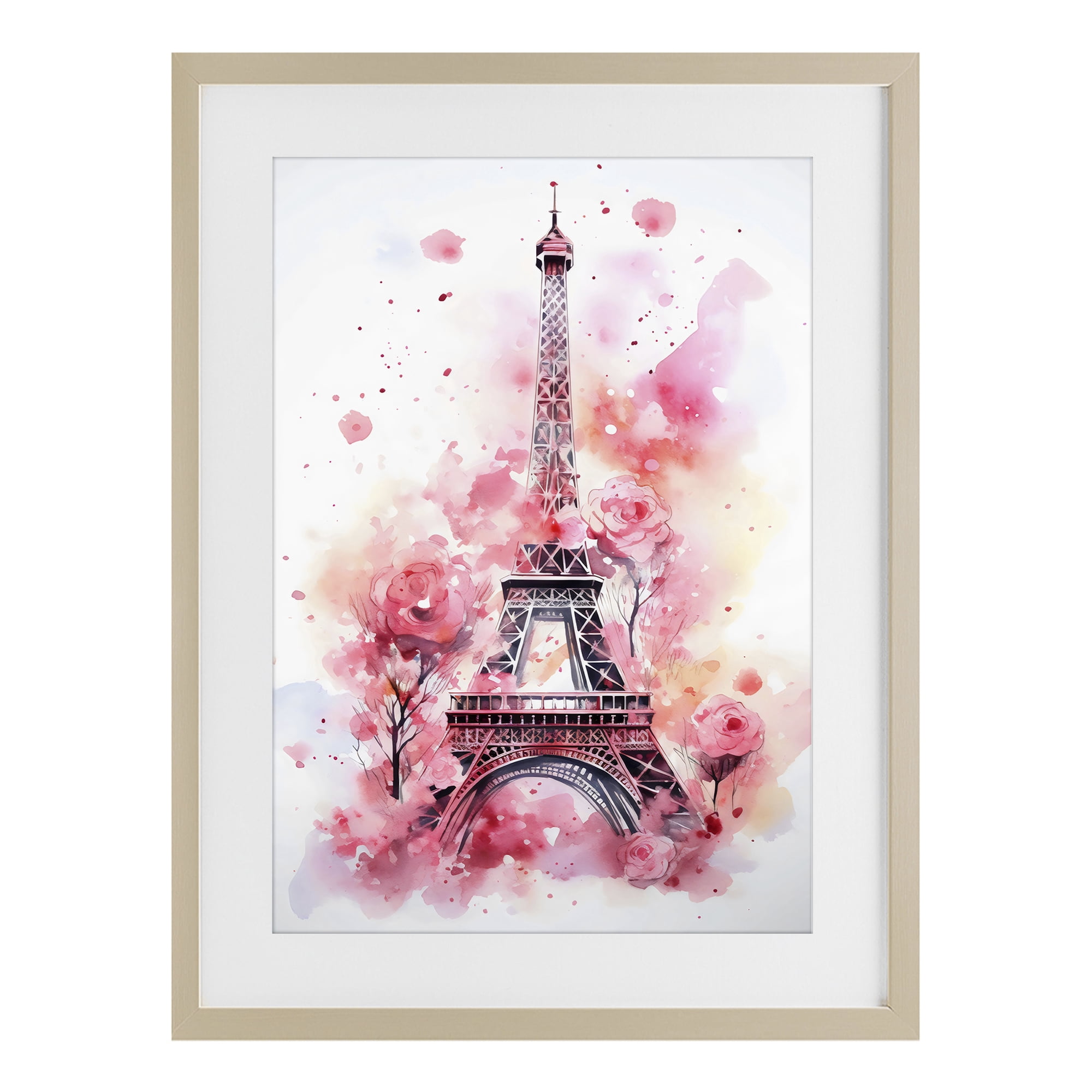 Stupell Industries Eiffel Tower In Roses Birch Framed Print Under Glass, design by Creative Studio
