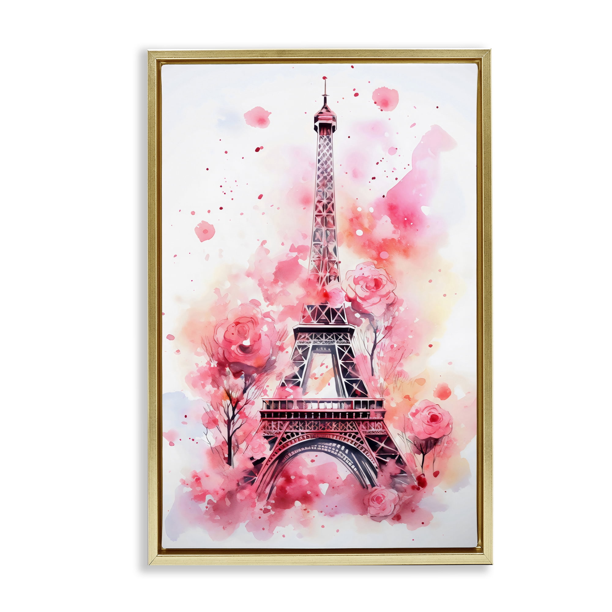 Stupell Industries Eiffel Tower In Roses Gold Framed Floater Canvas Wall Art, design by Creative Studio