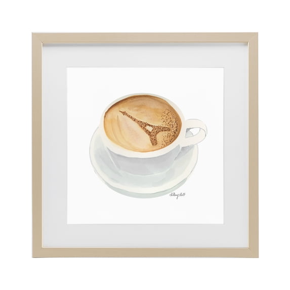 Stupell Industries Modern Eiffel Tower Latte Birch Framed Print Under Glass, 13 x 13, by Hillary Holt