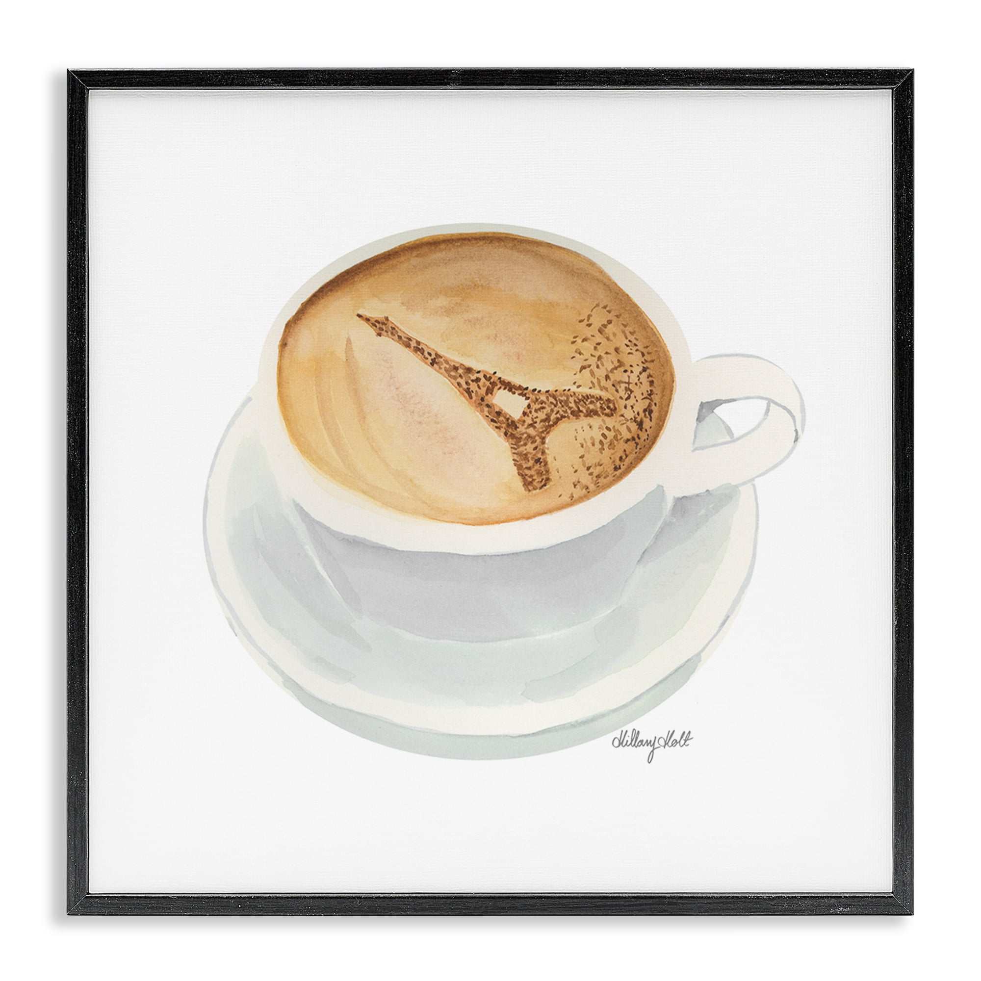 Stupell Industries Eiffel Tower Latte Black Framed Giclee Art, design by Hillary Holt
