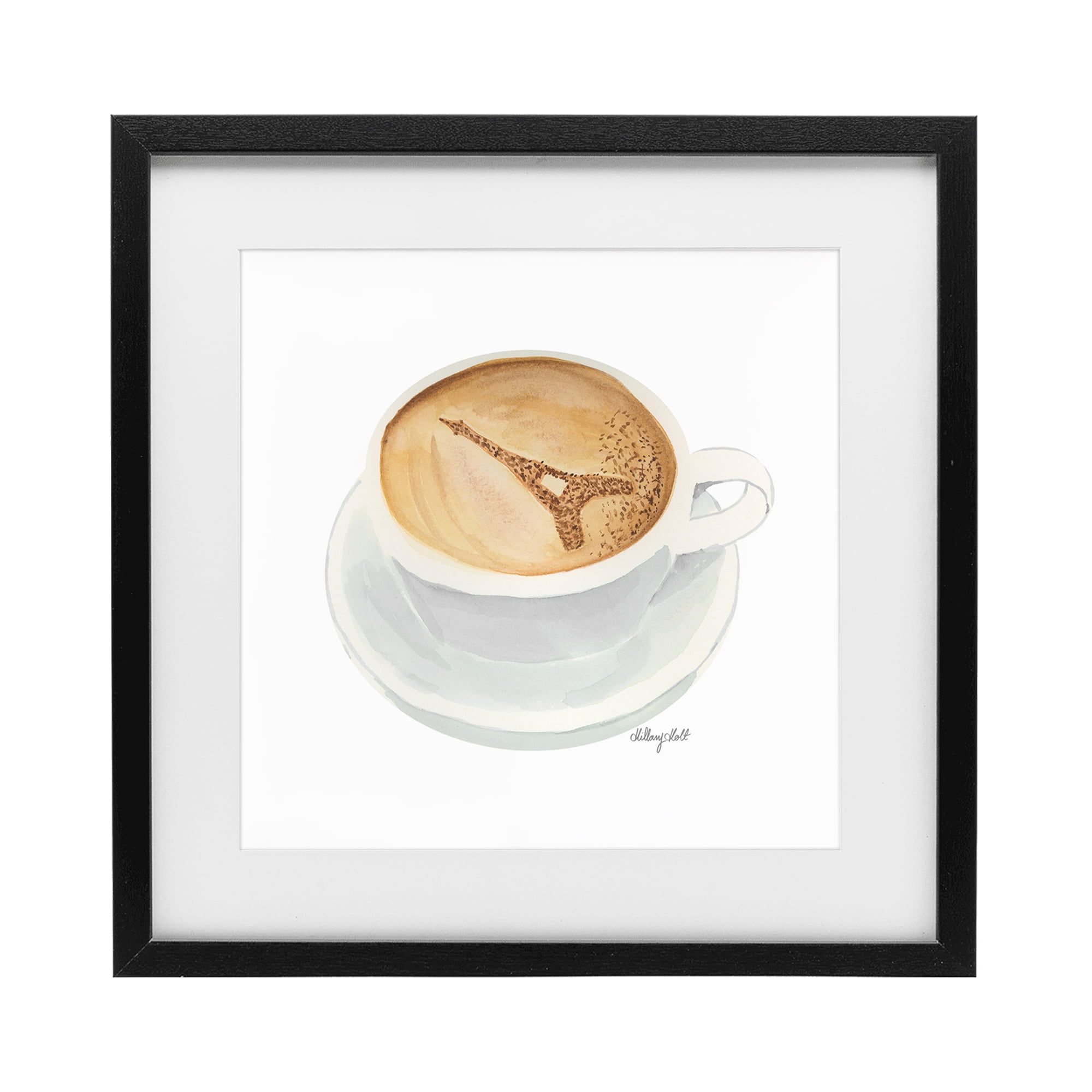Stupell Industries Eiffel Tower Latte Black Framed Print Under Glass, design by Hillary Holt