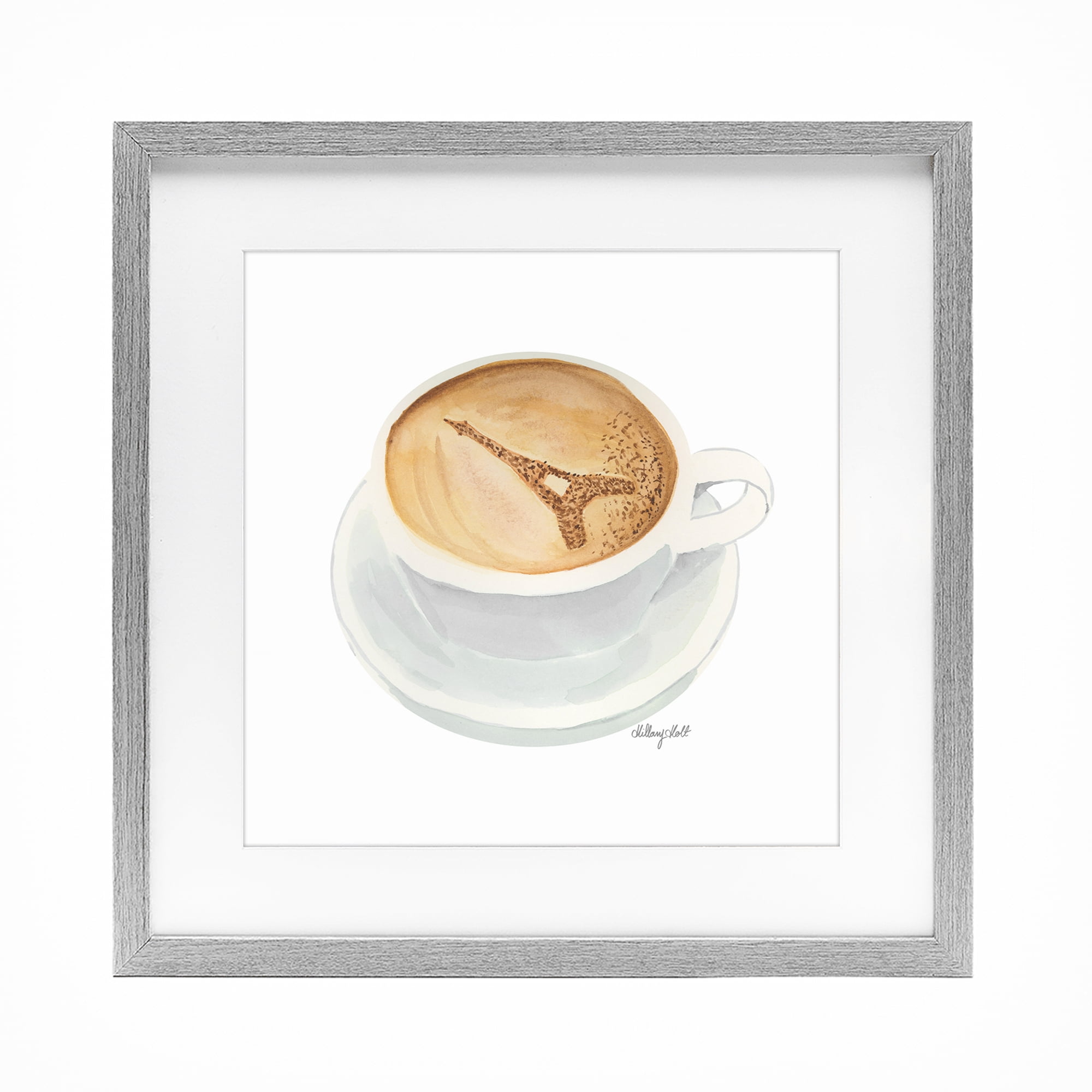 Stupell Industries Eiffel Tower Latte Gray Framed Print Under Glass, design by Hillary Holt