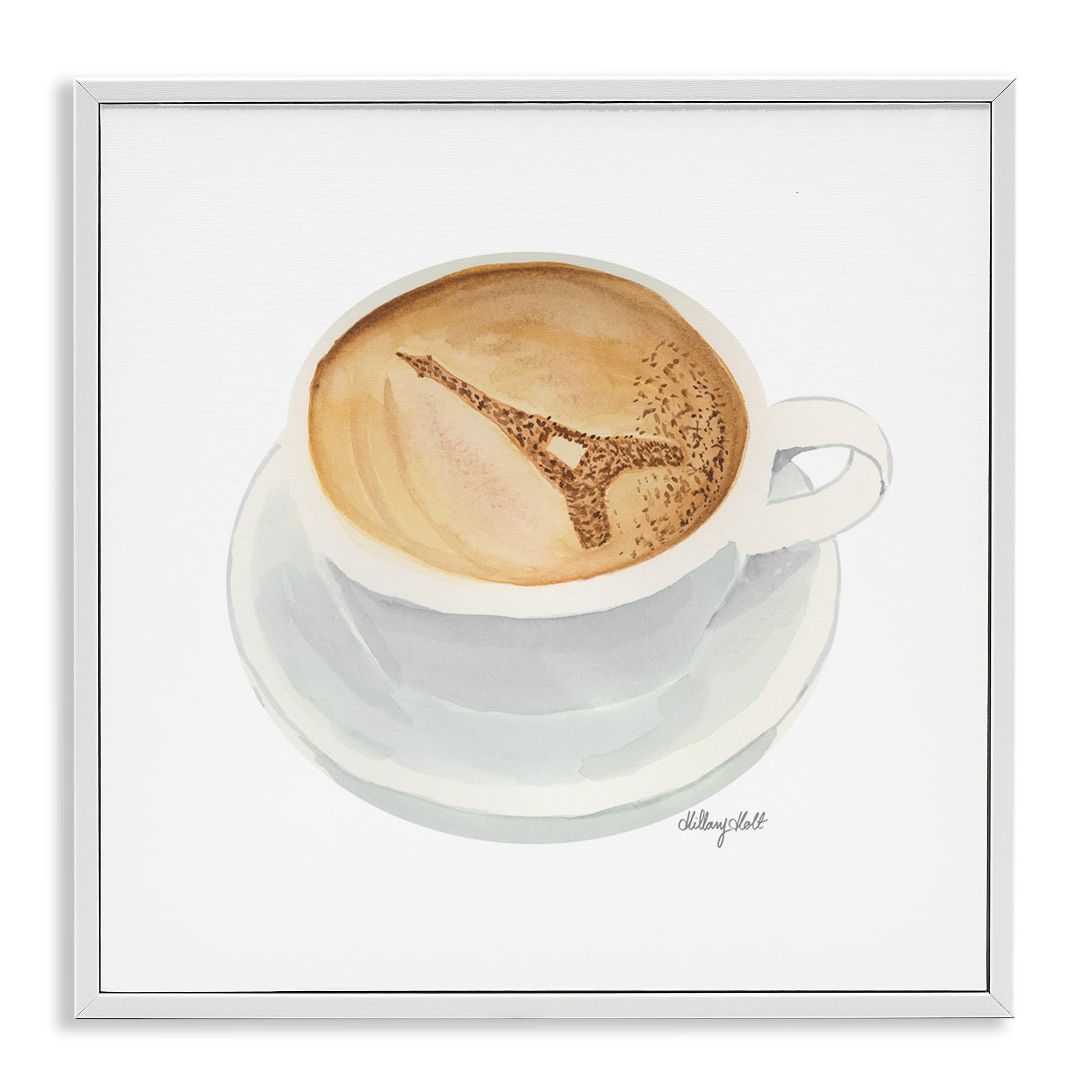 Stupell Industries Eiffel Tower Latte White Framed Giclee Art, design by Hillary Holt