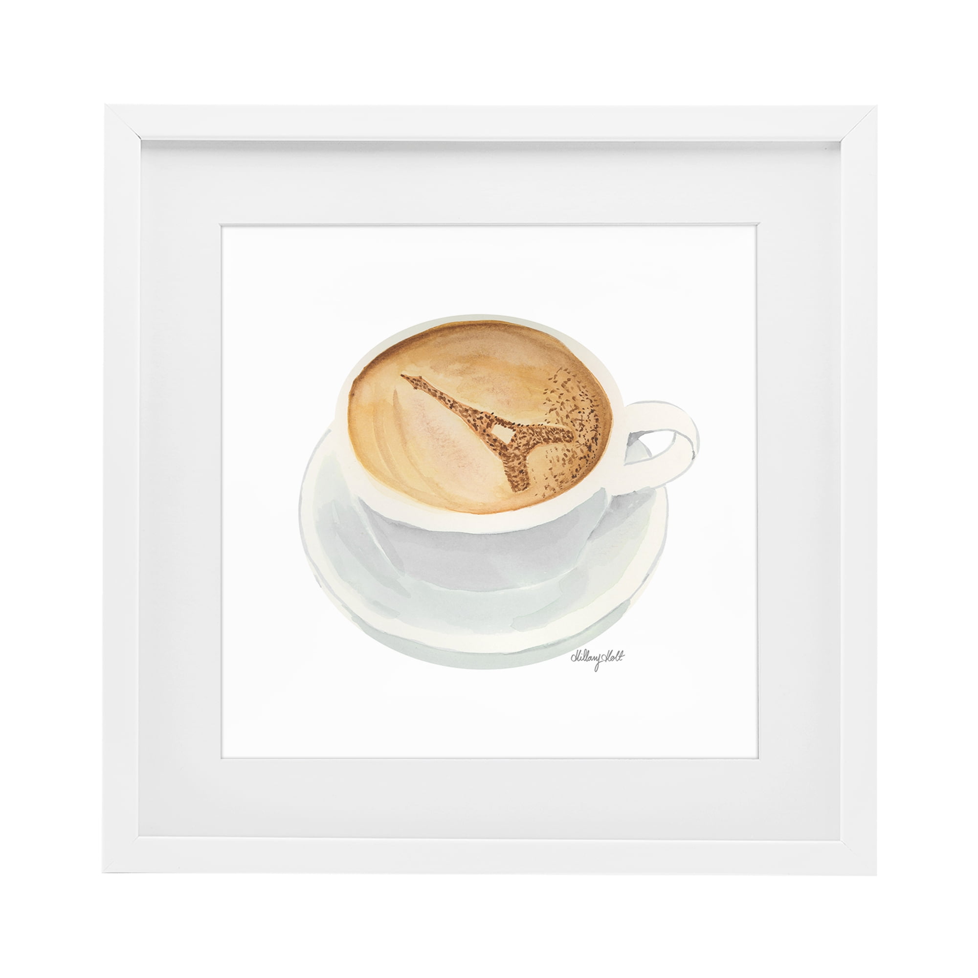 Stupell Industries Eiffel Tower Latte White Framed Print Under Glass, design by Hillary Holt