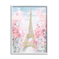 thumbnail image 1 of Stupell Industries Eiffel Tower Pink Parisian Spring Florals European Landmark Travel & Places Painting White Framed Art Print Wall Art, 16 x 20, 1 of 7