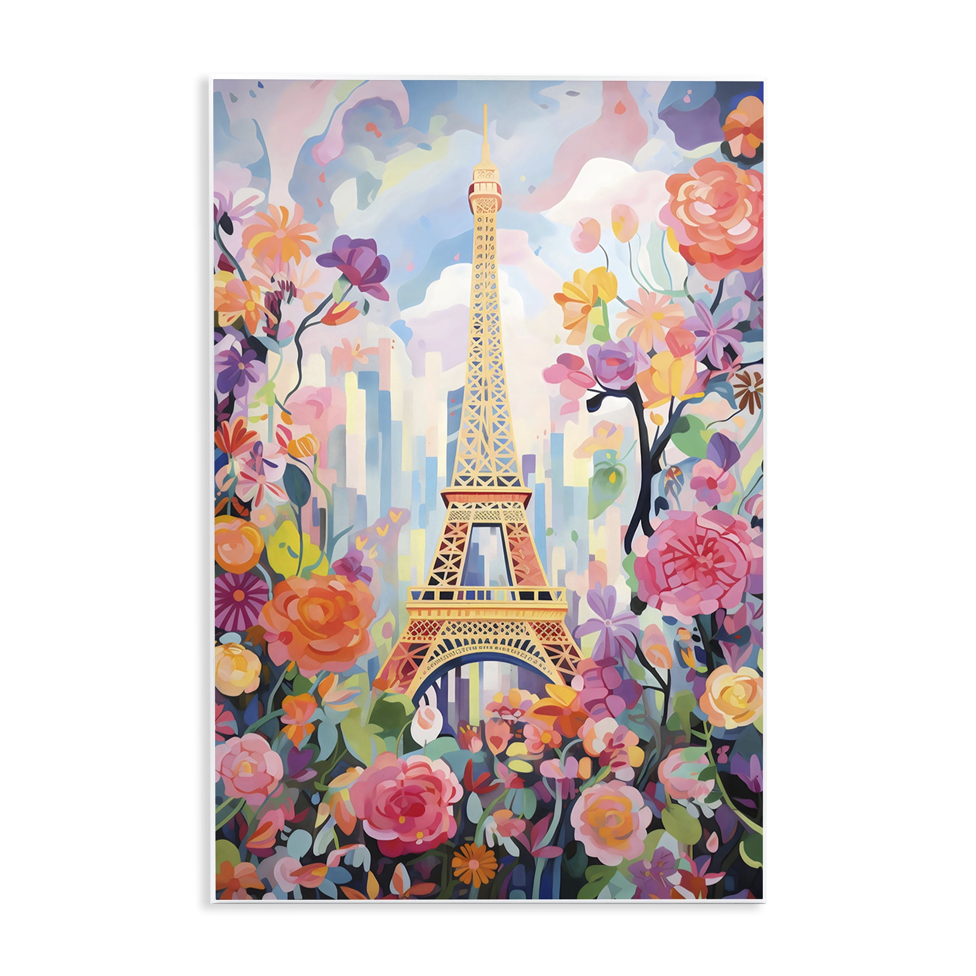 Stupell Industries Eiffel Tower Surrounded By Florals Wall Plaque Art, design by Creative Studio