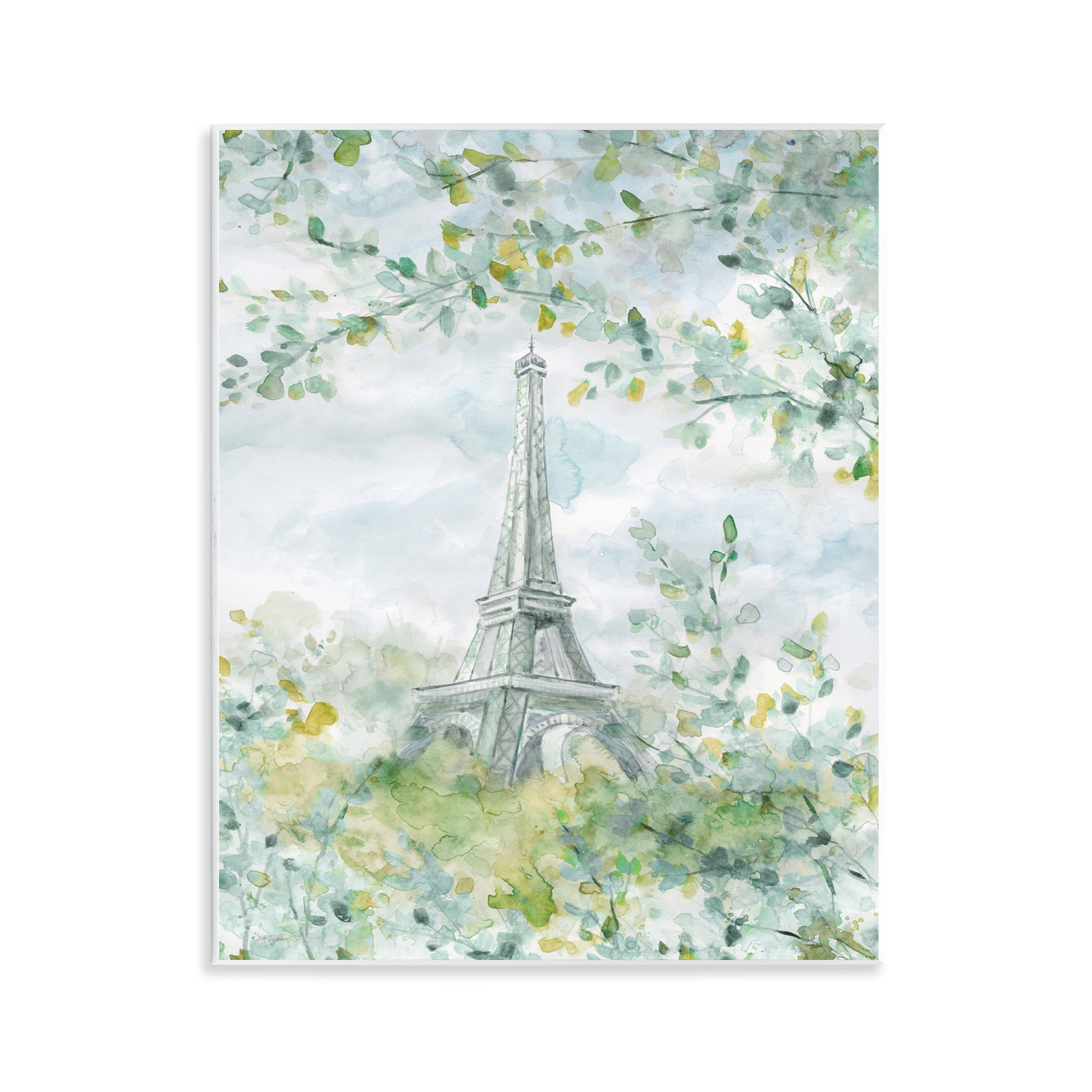 Stupell Industries Eiffel Tower Through Branches Plants & Flowers Painting Unframed Art Print Wall Art, 11 x 14