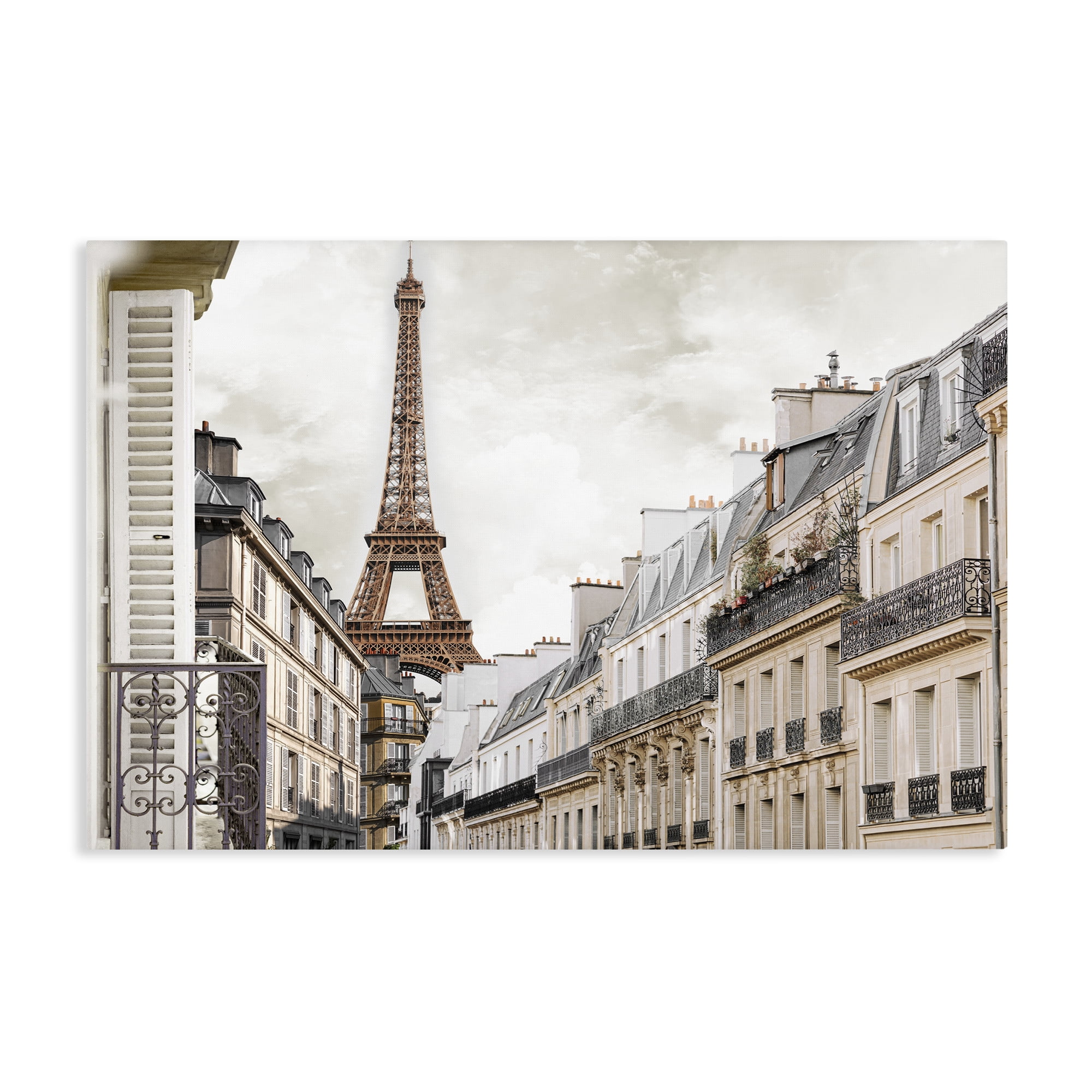 Stupell Industries Eiffel Tower Through Parisian Balconies Canvas Wall Art, design by CAD Designs