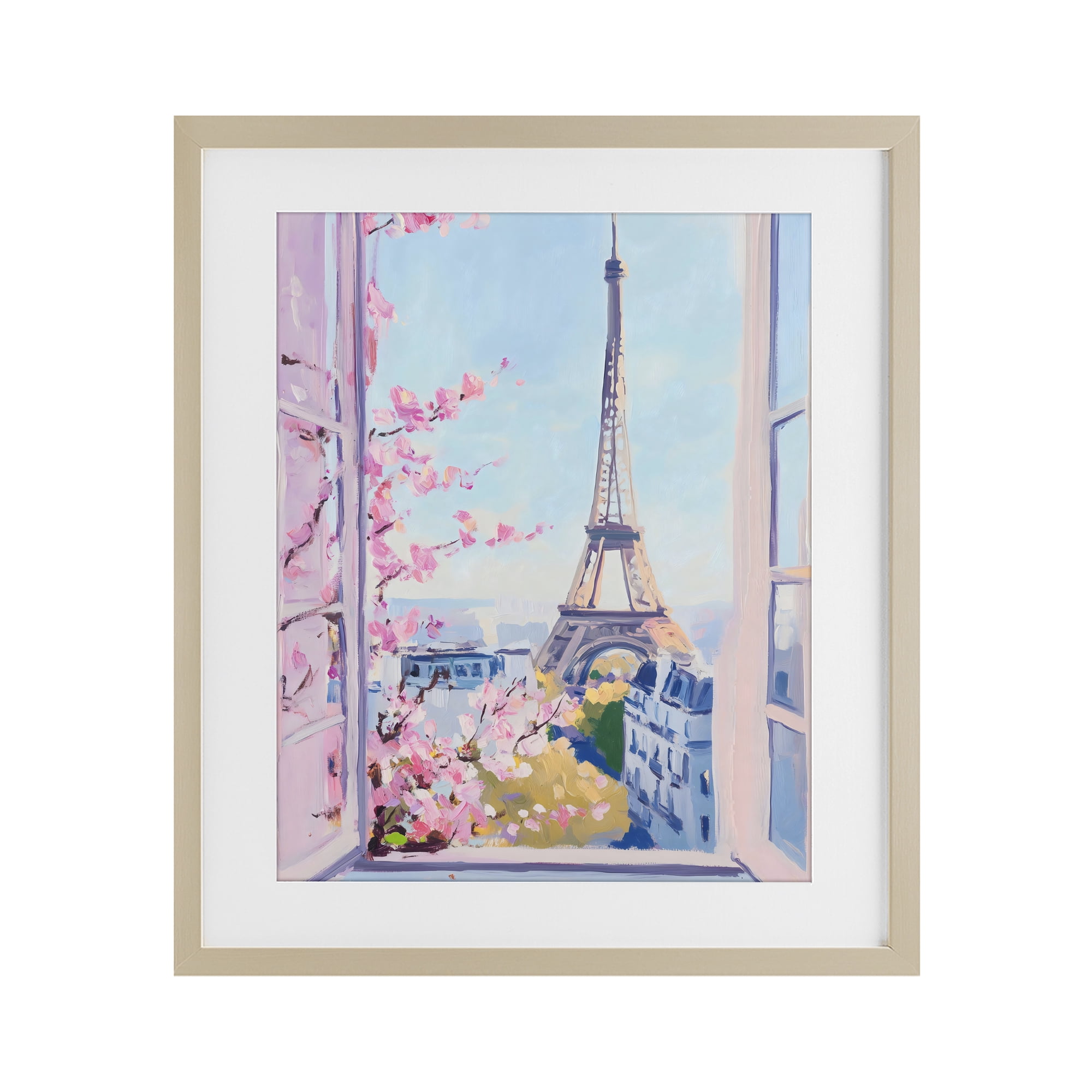 Stupell Industries Eiffel Tower View in Spring Birch Framed Print Under Glass, design by The Prints Vibe