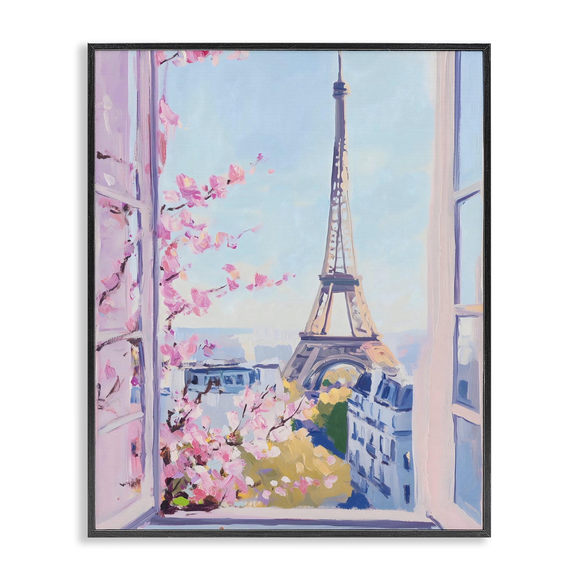 Stupell Industries Eiffel Tower View in Spring Black Framed Giclee Art, design by The Prints Vibe