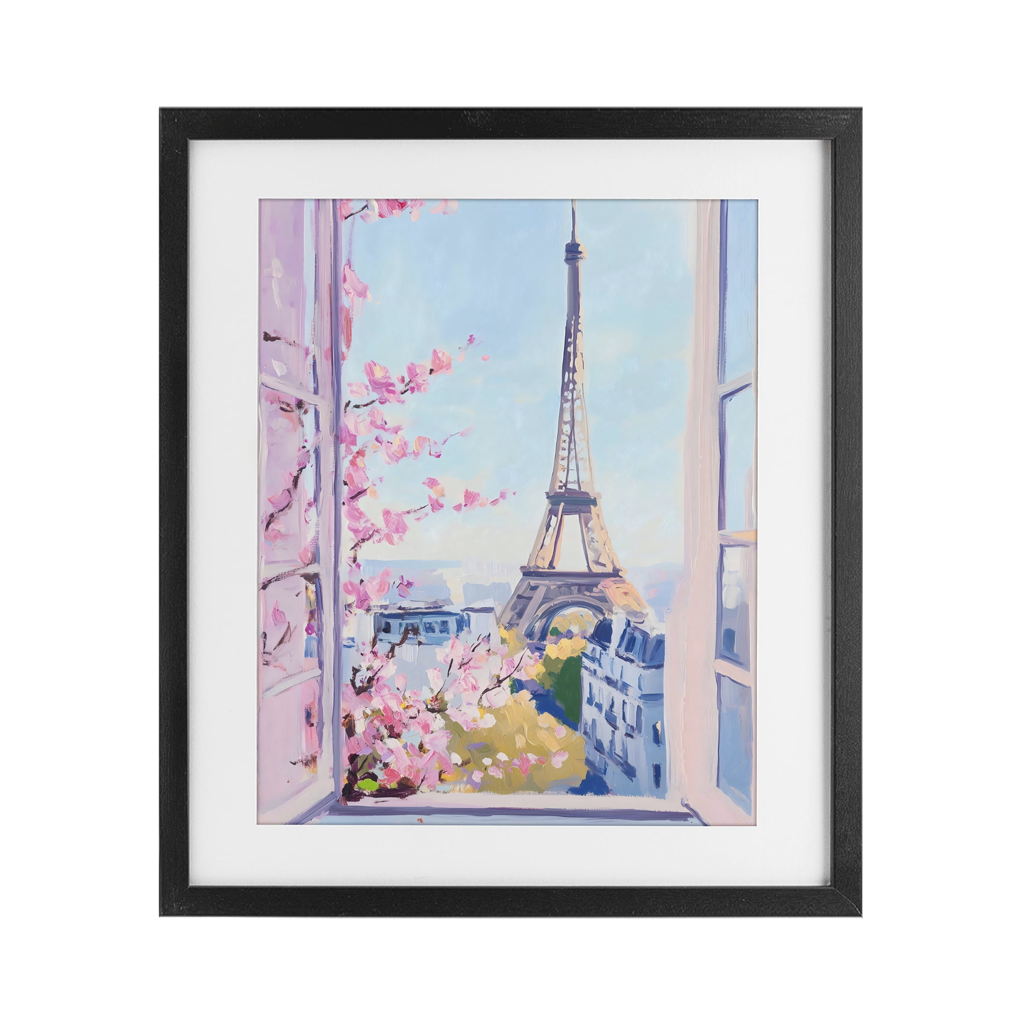 Stupell Industries Eiffel Tower View in Spring Black Framed Print Under Glass, design by The Prints Vibe