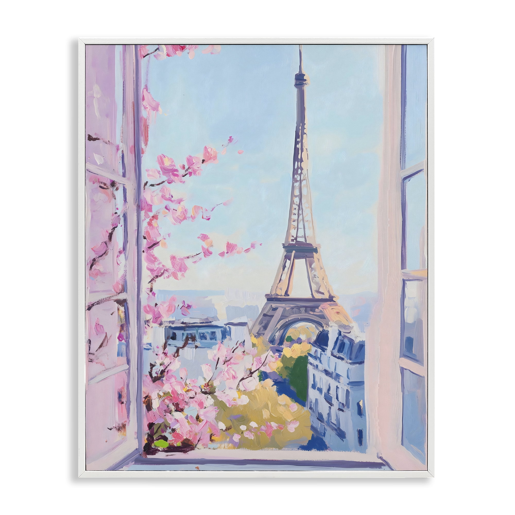 Stupell Industries Eiffel Tower View in Spring White Framed Giclee Art, design by The Prints Vibe