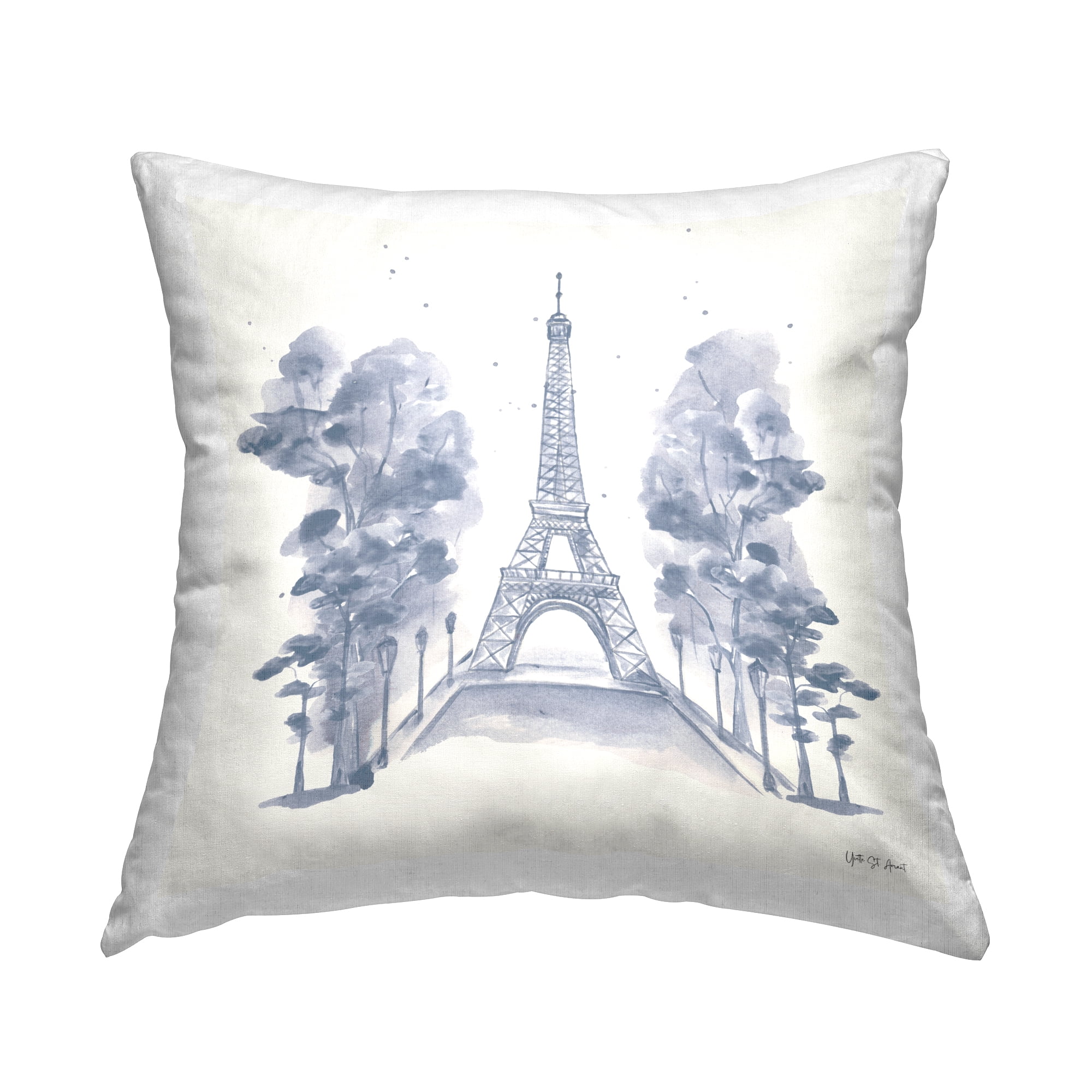 Stupell Industries Eiffel Tower Watercolor Decorative Printed Throw Pillow Design by Yvette St. Amant.