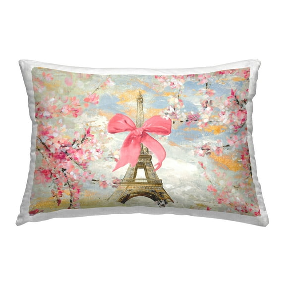 Stupell Industries Eiffel Tower on Cherry Blossoms Decorative Printed Throw Pillow Design by Lanie Loreth.