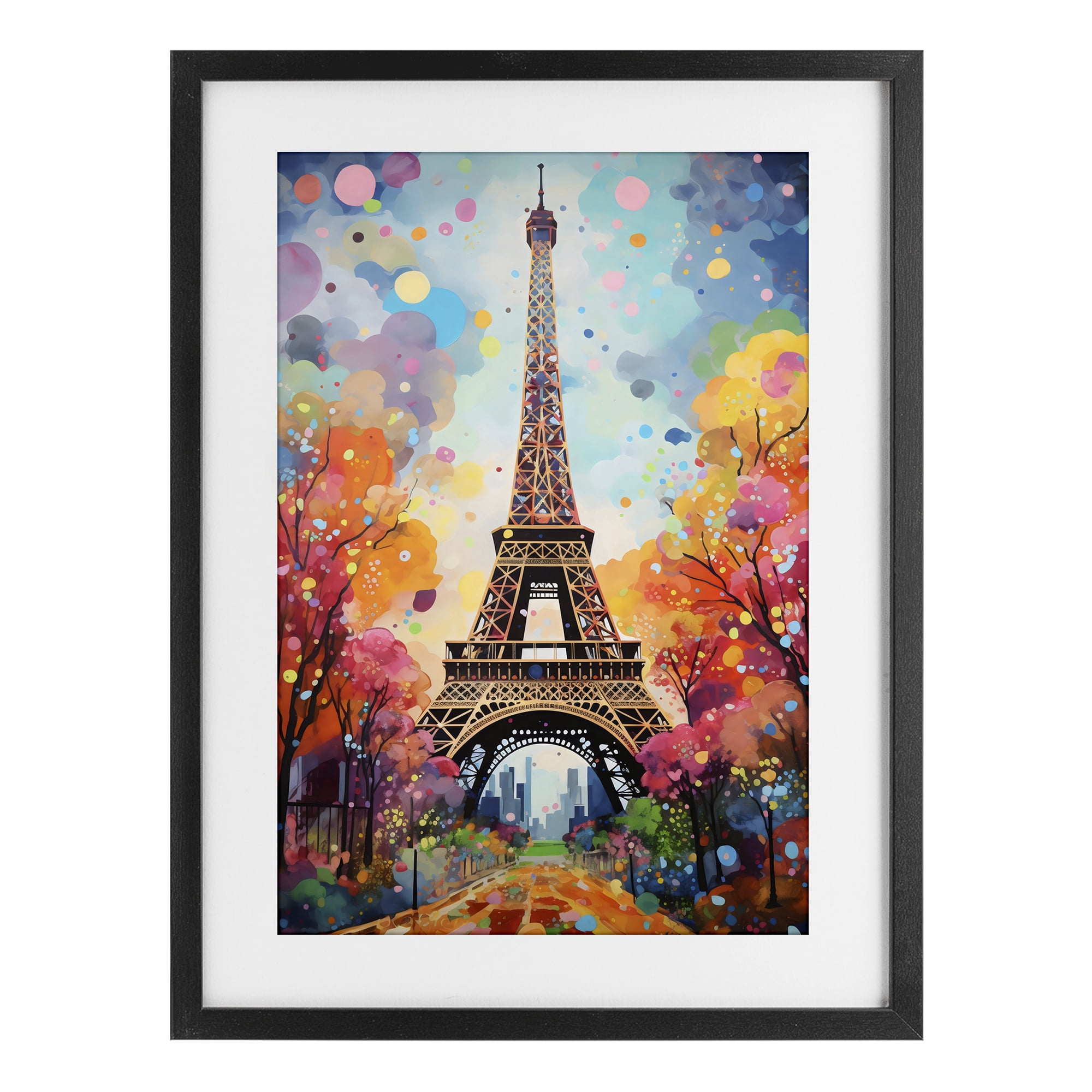 Stupell Industries Eiffel Tower with Colorful Trees Black Framed Print Under Glass, design by Creative Studio