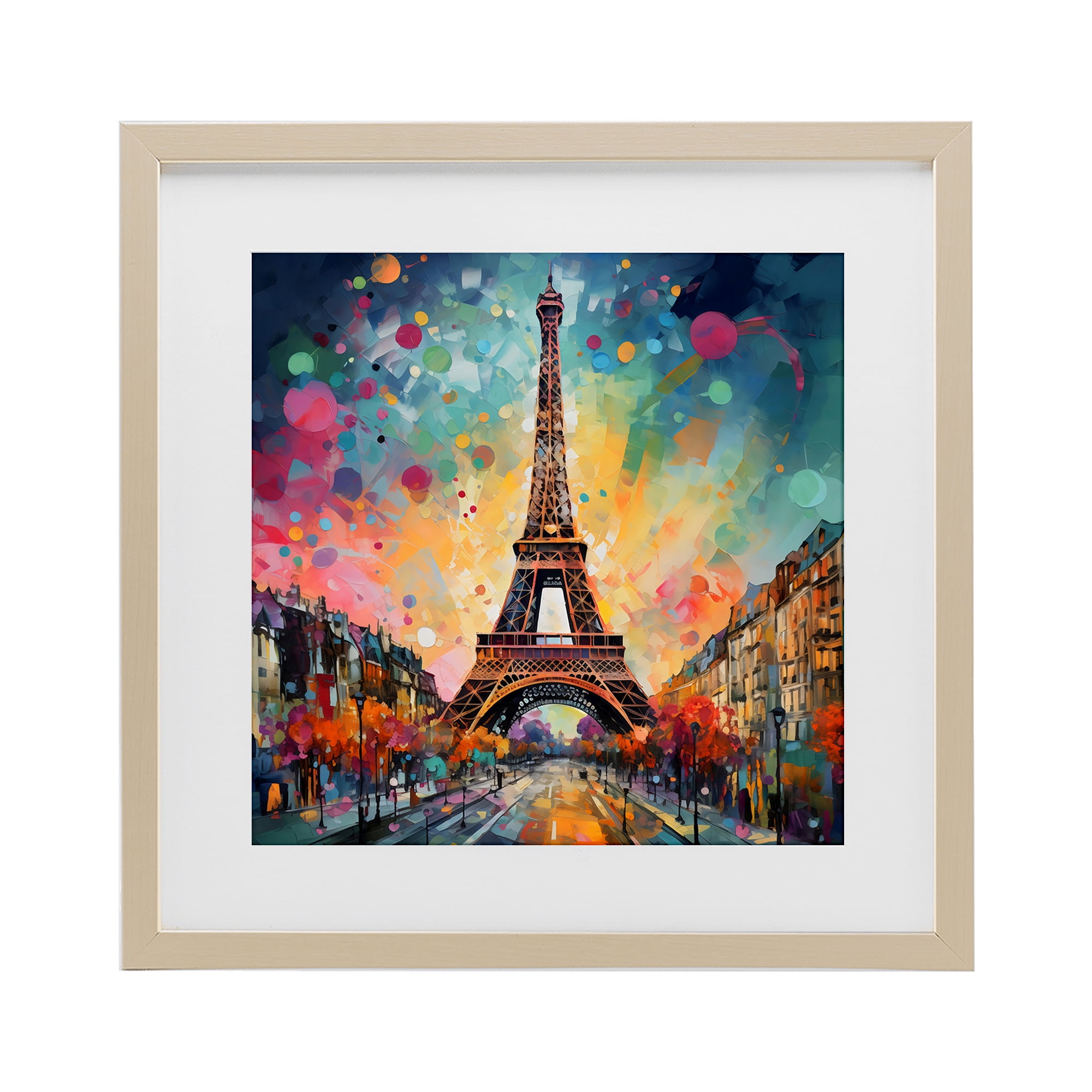Stupell Industries Eiffel Tower with Vibrant Dots Birch Framed Print Under Glass, design by Creative Studio