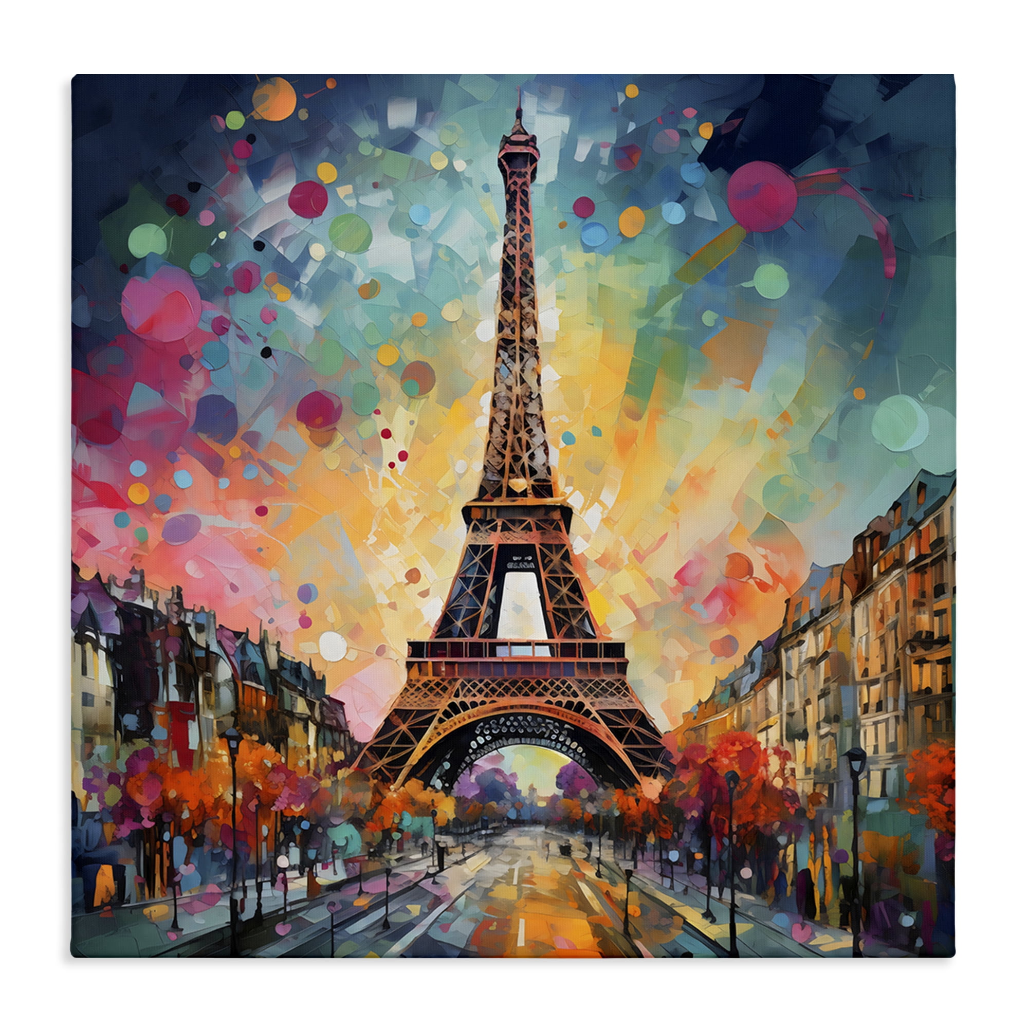 Stupell Industries Eiffel Tower with Vibrant Dots Canvas Wall Art, design by Creative Studio