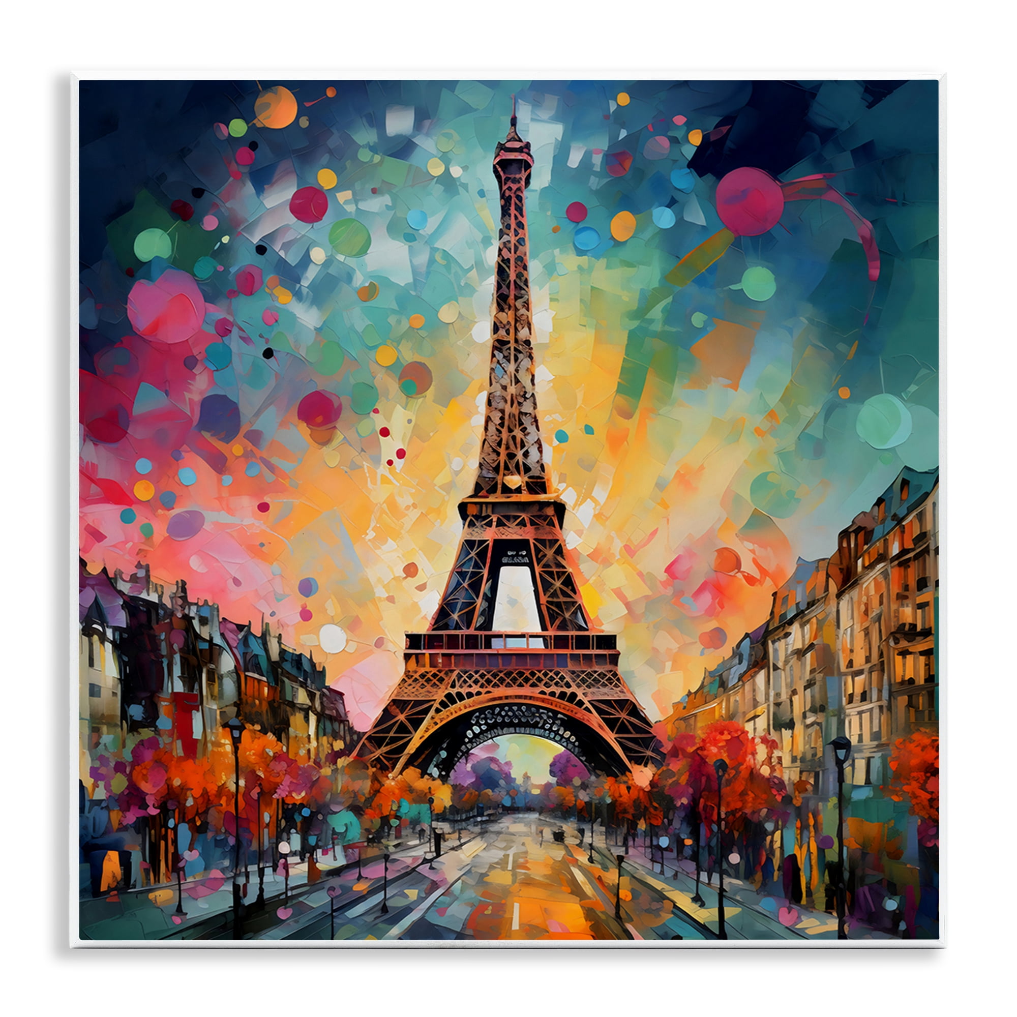 Stupell Industries Eiffel Tower with Vibrant Dots Wall Plaque Art, design by Creative Studio