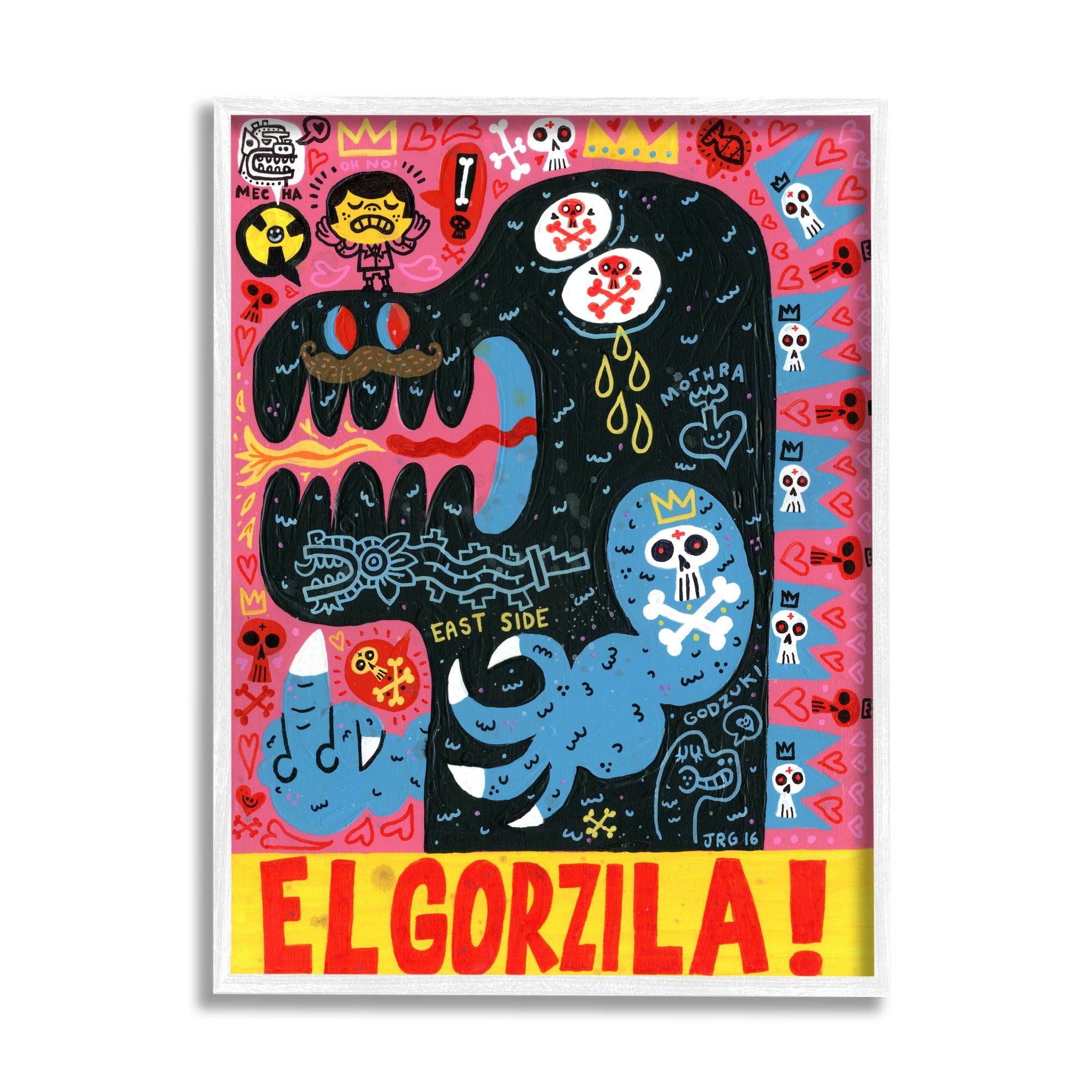 El Gorzila Pop Style Monster Typography Middle Finger Fairy Tales & Fantasy Graphic Art Framed Art Print Wall Art