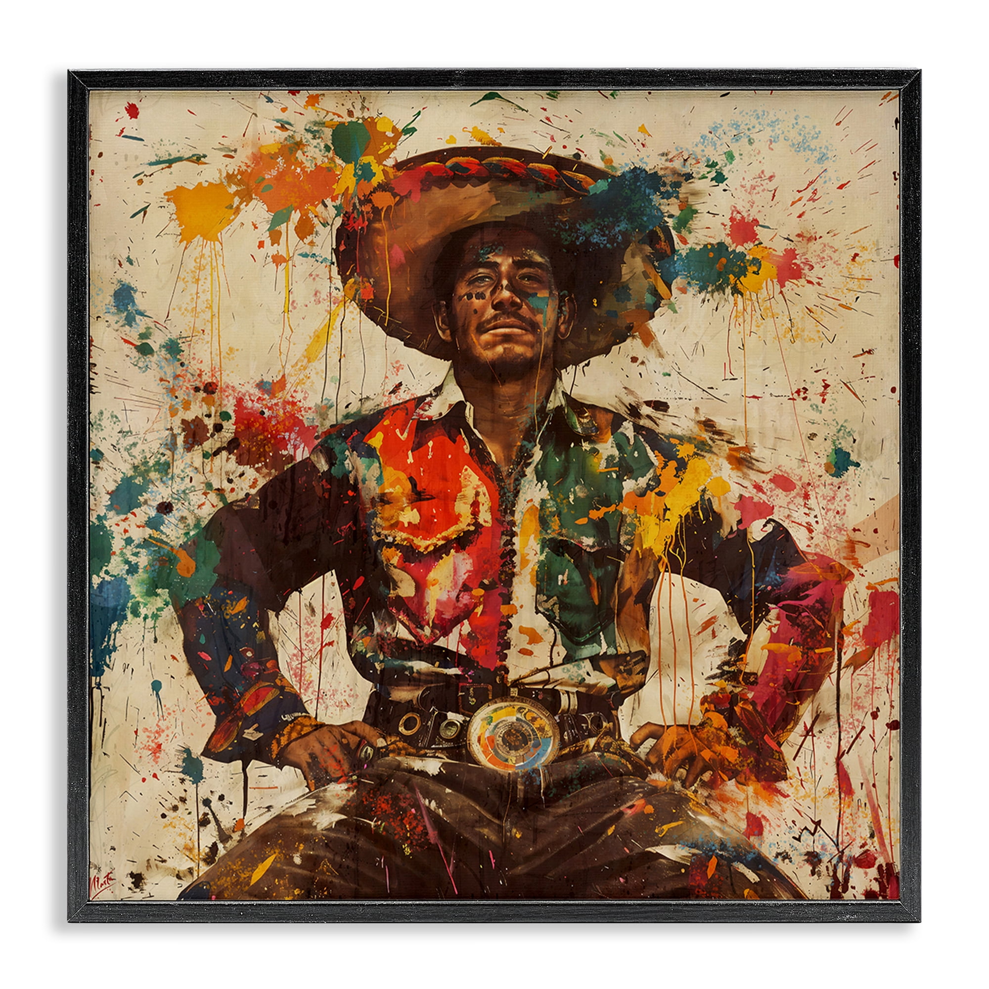 Stupell Industries El Mexicano with Paint Splatters Black Framed Giclee Art, design by Marta Wiley