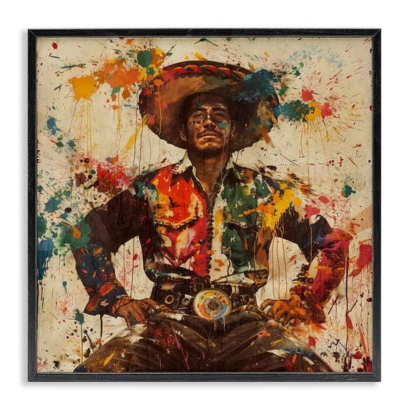 Stupell Industries Modern El Mexicano with Paint Splatters Black Framed Giclee Art, 12 x 12, by Marta Wiley