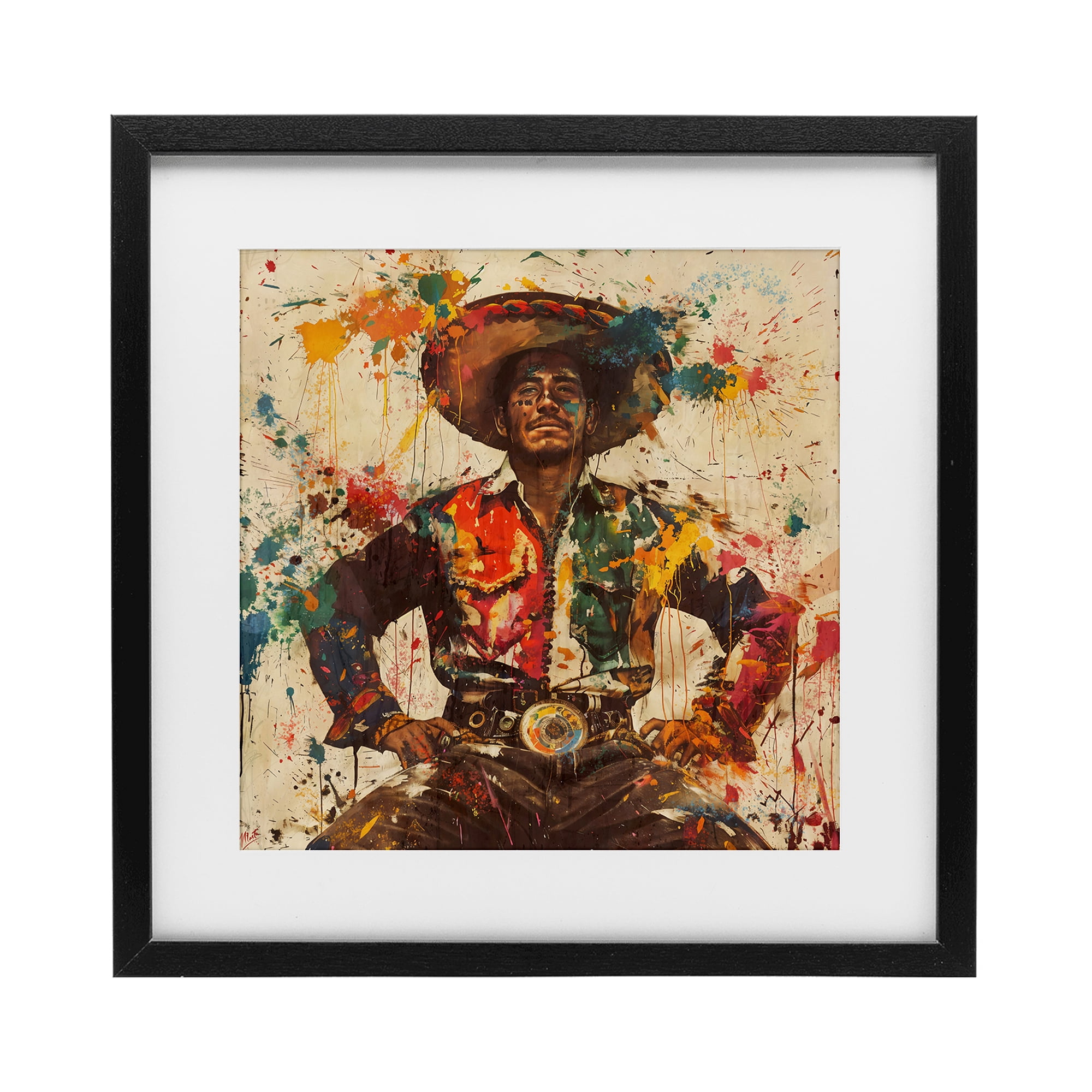 Stupell Industries El Mexicano with Paint Splatters Black Framed Print Under Glass, design by Marta Wiley