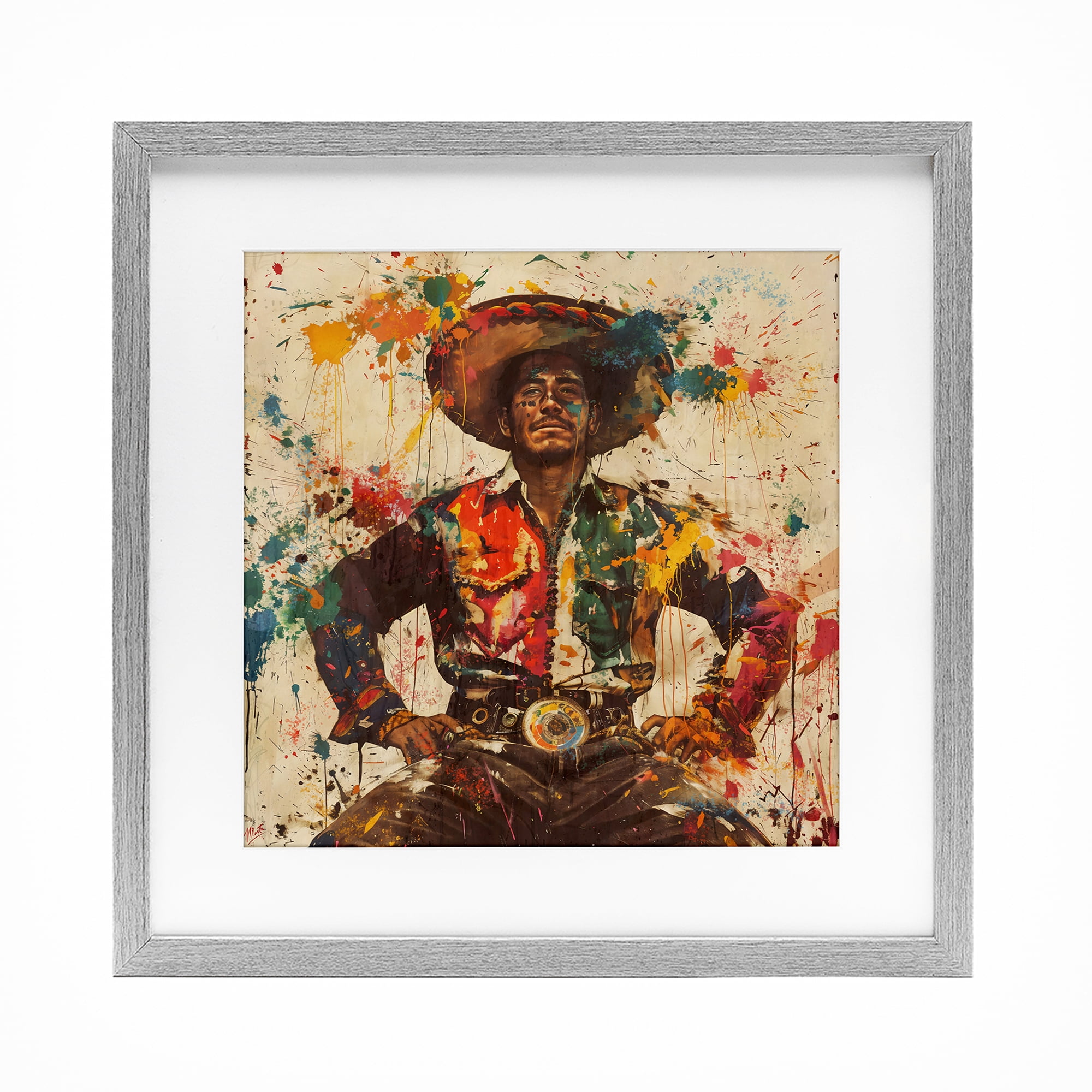 Stupell Industries El Mexicano with Paint Splatters Gray Framed Print Under Glass, design by Marta Wiley
