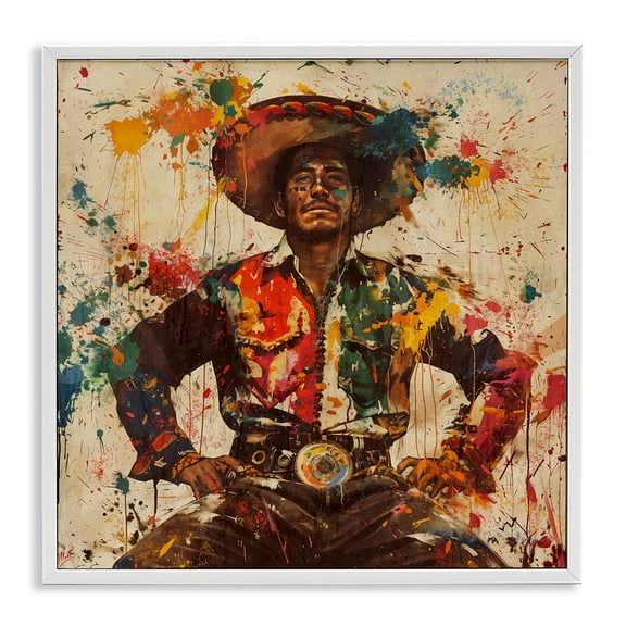 Stupell Industries El Mexicano with Paint Splatters White Framed Giclee Art, design by Marta Wiley