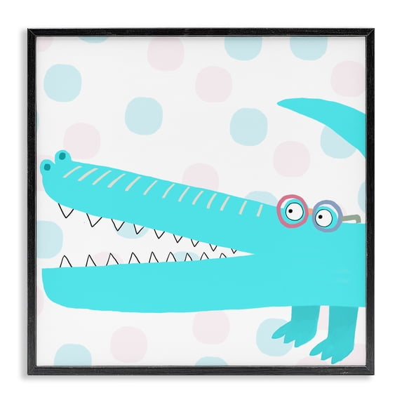 Stupell Industries Contemporary Electric Blue Crocodile Black Framed Giclee Art, 24 x 24, by Carla Daly