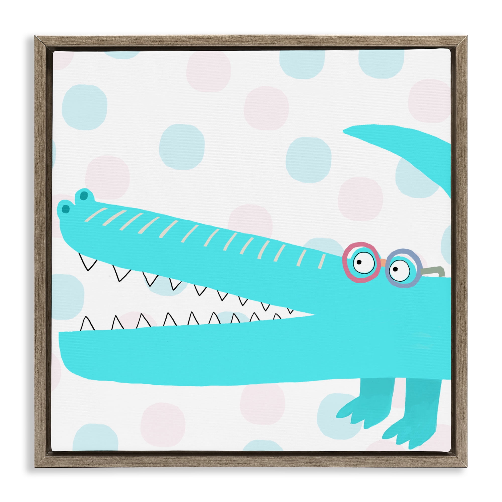 Stupell Industries Electric Blue Crocodile Brown Framed Floater Canvas Wall Art, design by Carla Daly