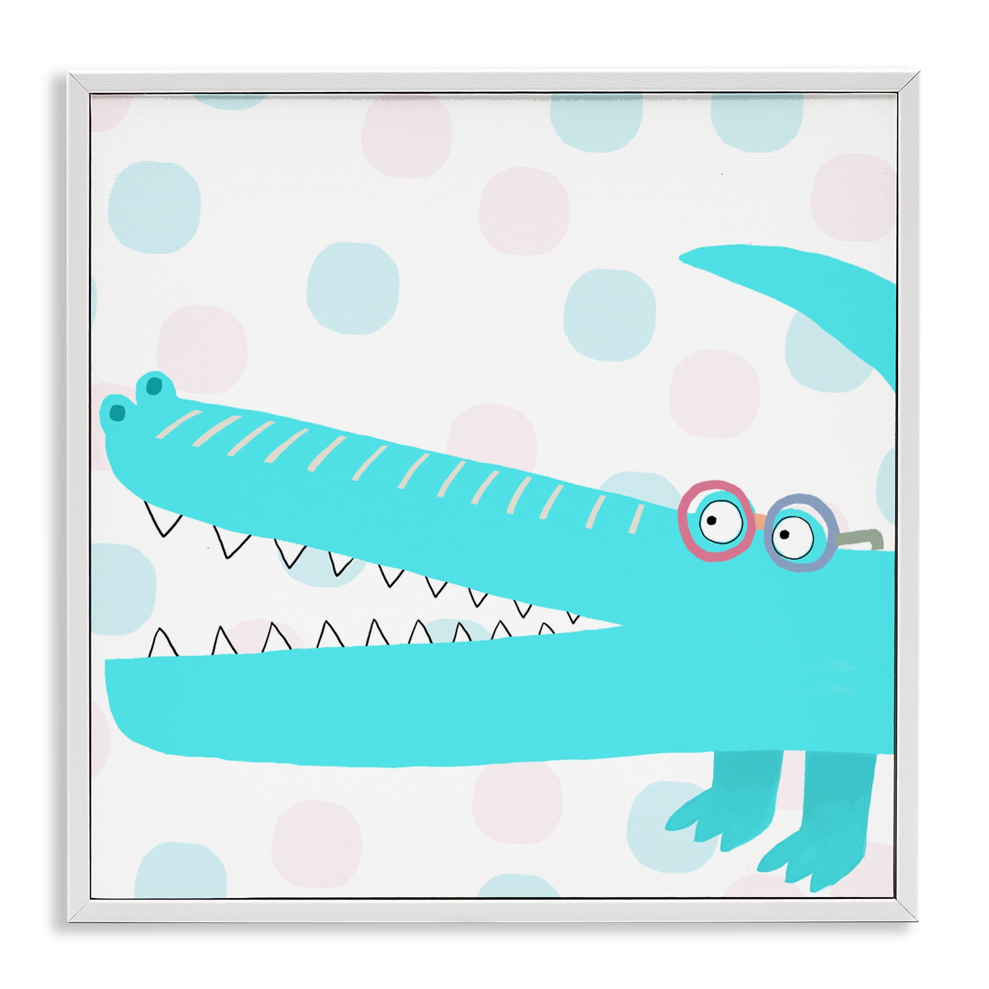 Stupell Industries Electric Blue Crocodile White Framed Giclee Art, design by Carla Daly