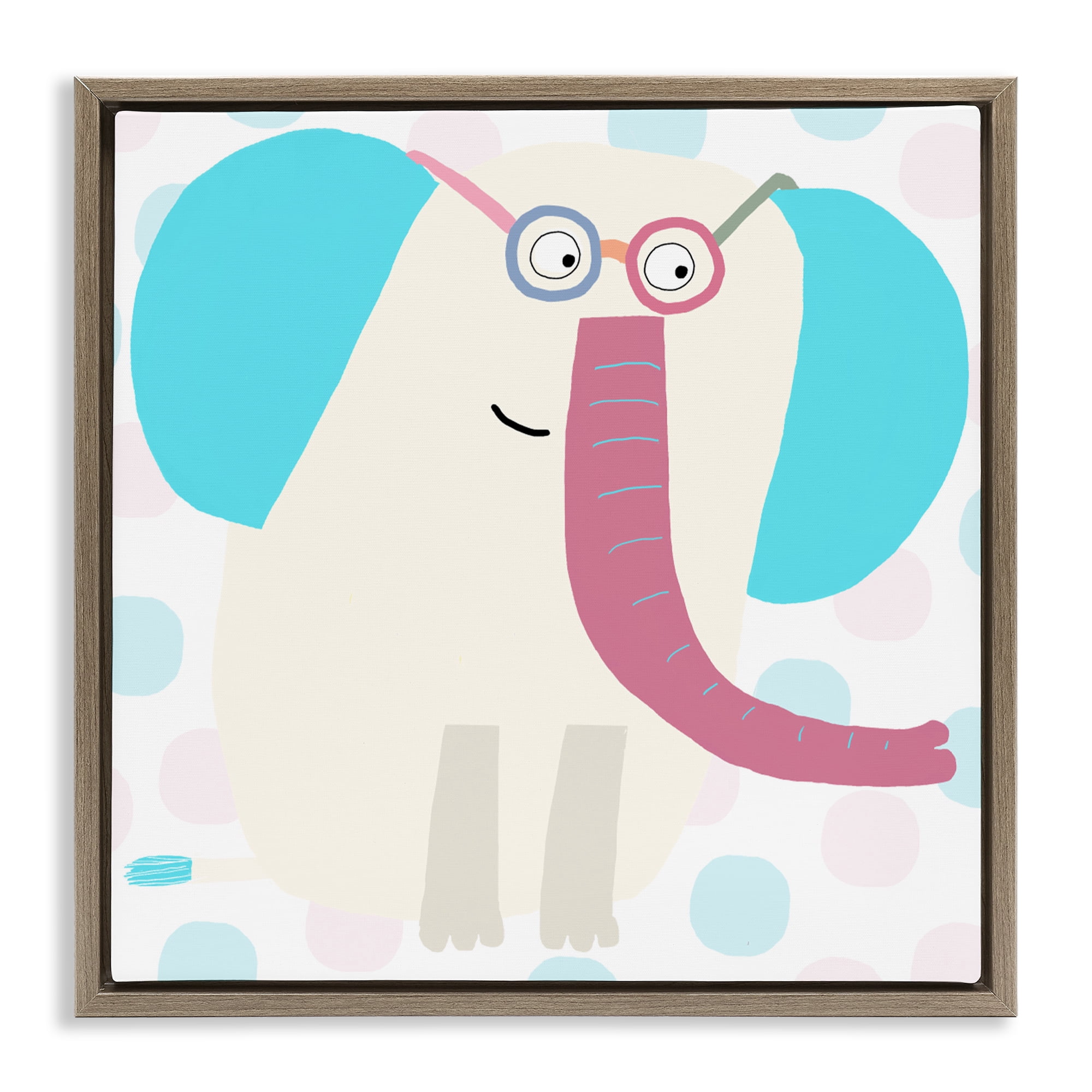 Stupell Industries Electric Blue Elephant Brown Framed Floater Canvas Wall Art, design by Carla Daly