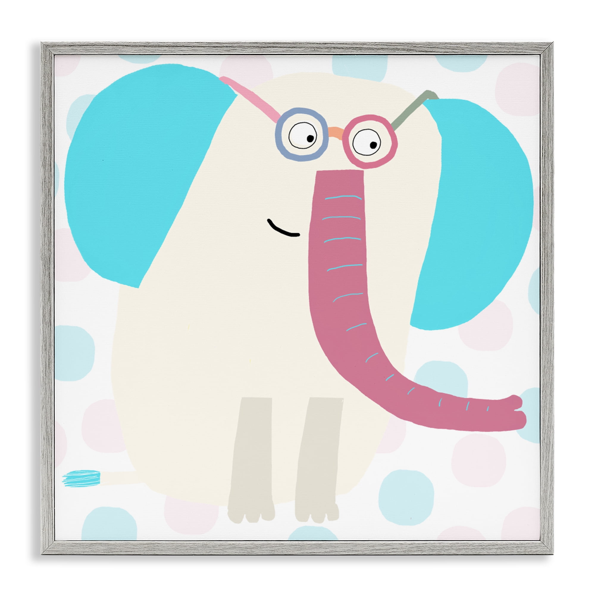 Stupell Industries Electric Blue Elephant Gray Framed Giclee Art, design by Carla Daly