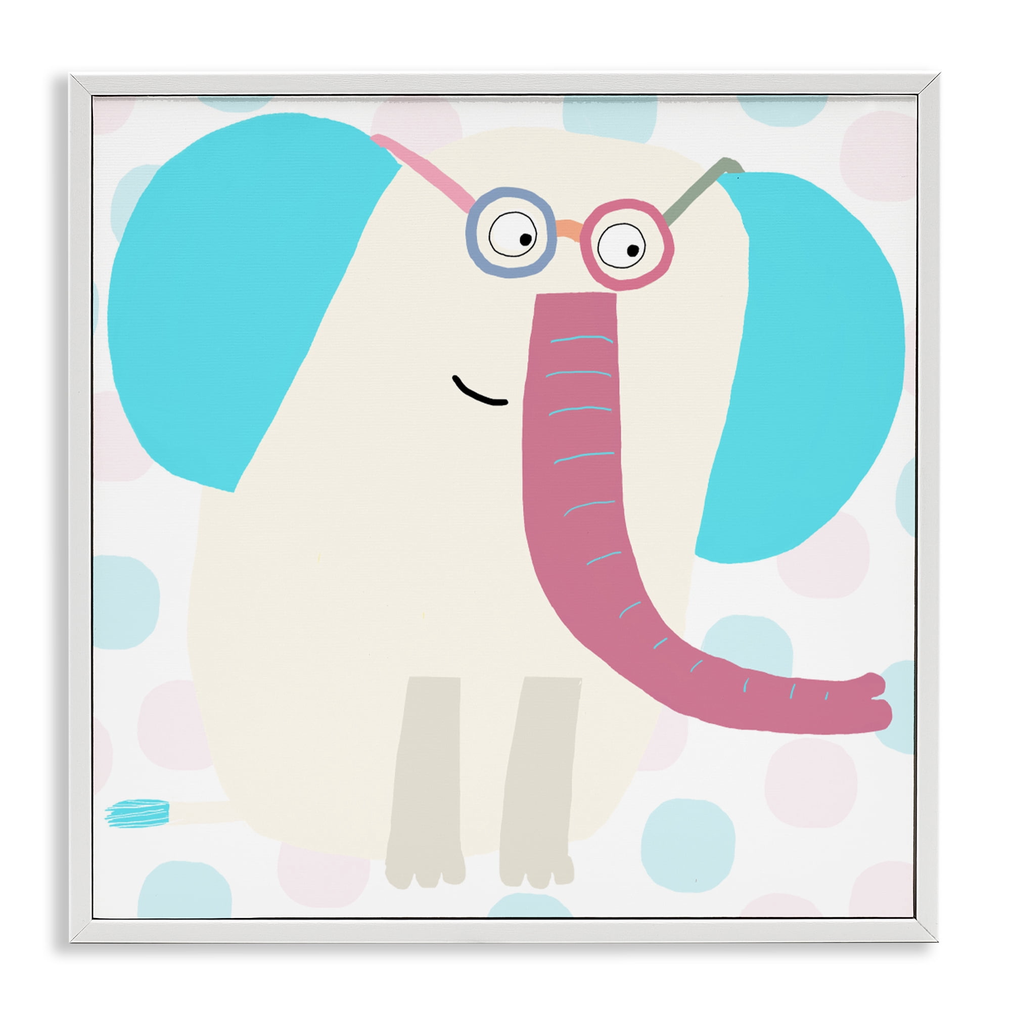 Stupell Industries Electric Blue Elephant White Framed Giclee Art, design by Carla Daly