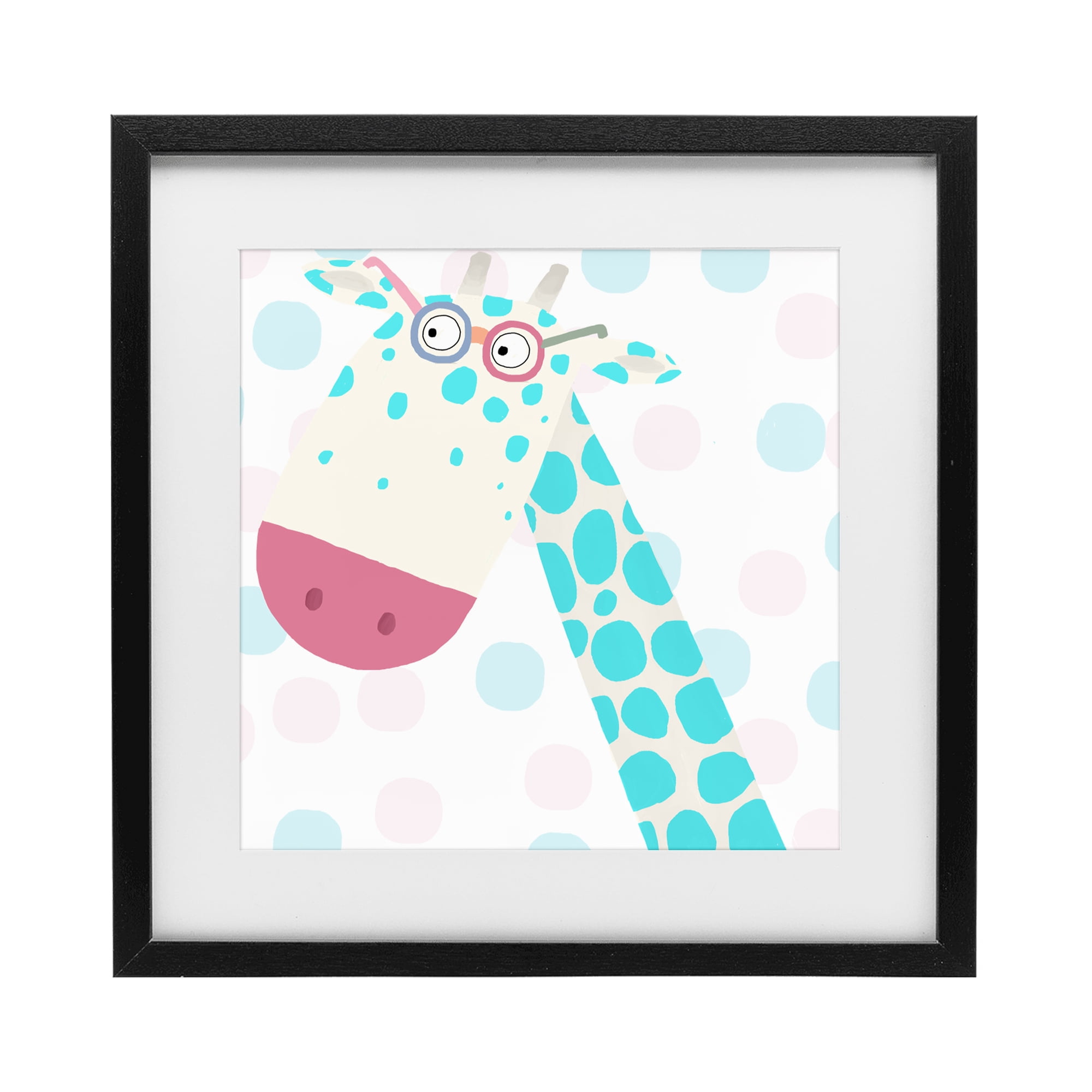 Stupell Industries Electric Blue Giraffe Black Framed Print Under Glass, design by Carla Daly