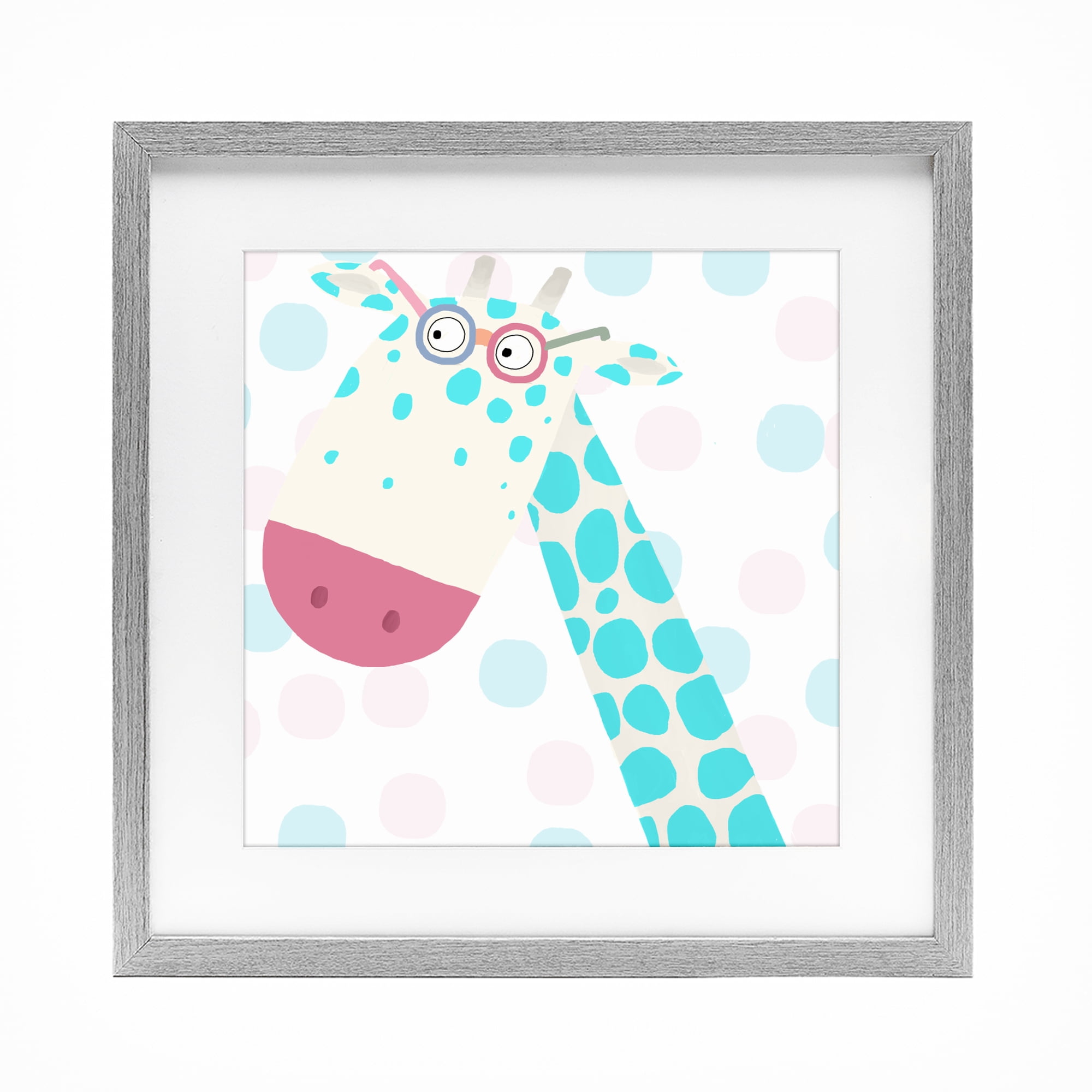 Stupell Industries Electric Blue Giraffe Gray Framed Print Under Glass, design by Carla Daly