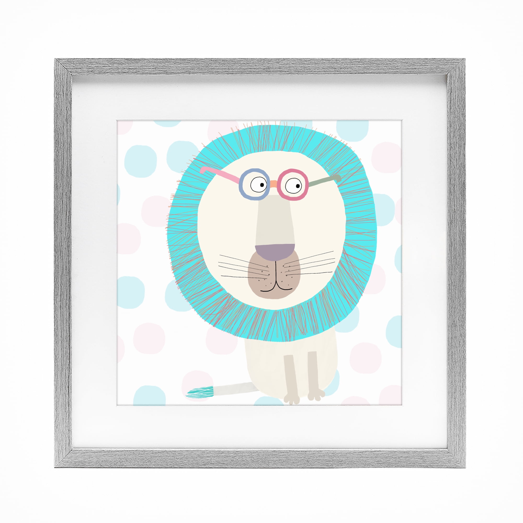 Stupell Industries Electric Blue Lion Gray Framed Print Under Glass, design by Carla Daly