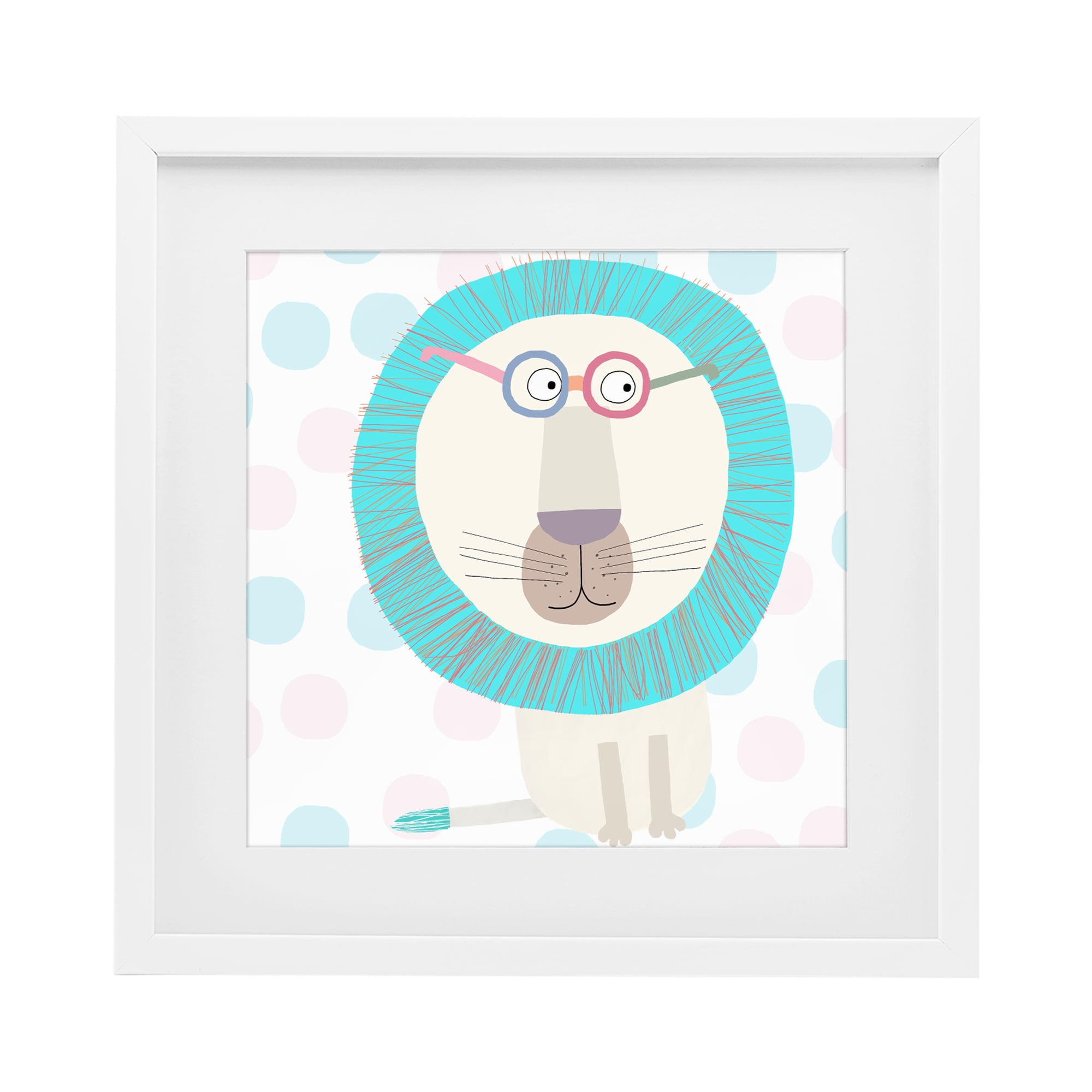Stupell Industries Electric Blue Lion White Framed Print Under Glass, design by Carla Daly
