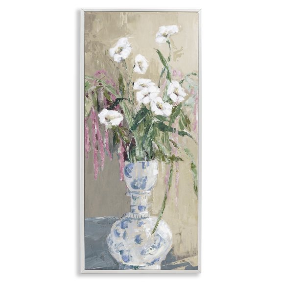 Stupell Industries Elegance Unfolded Florals White Framed Giclee Art design by Susan Pepe, 30 x 13