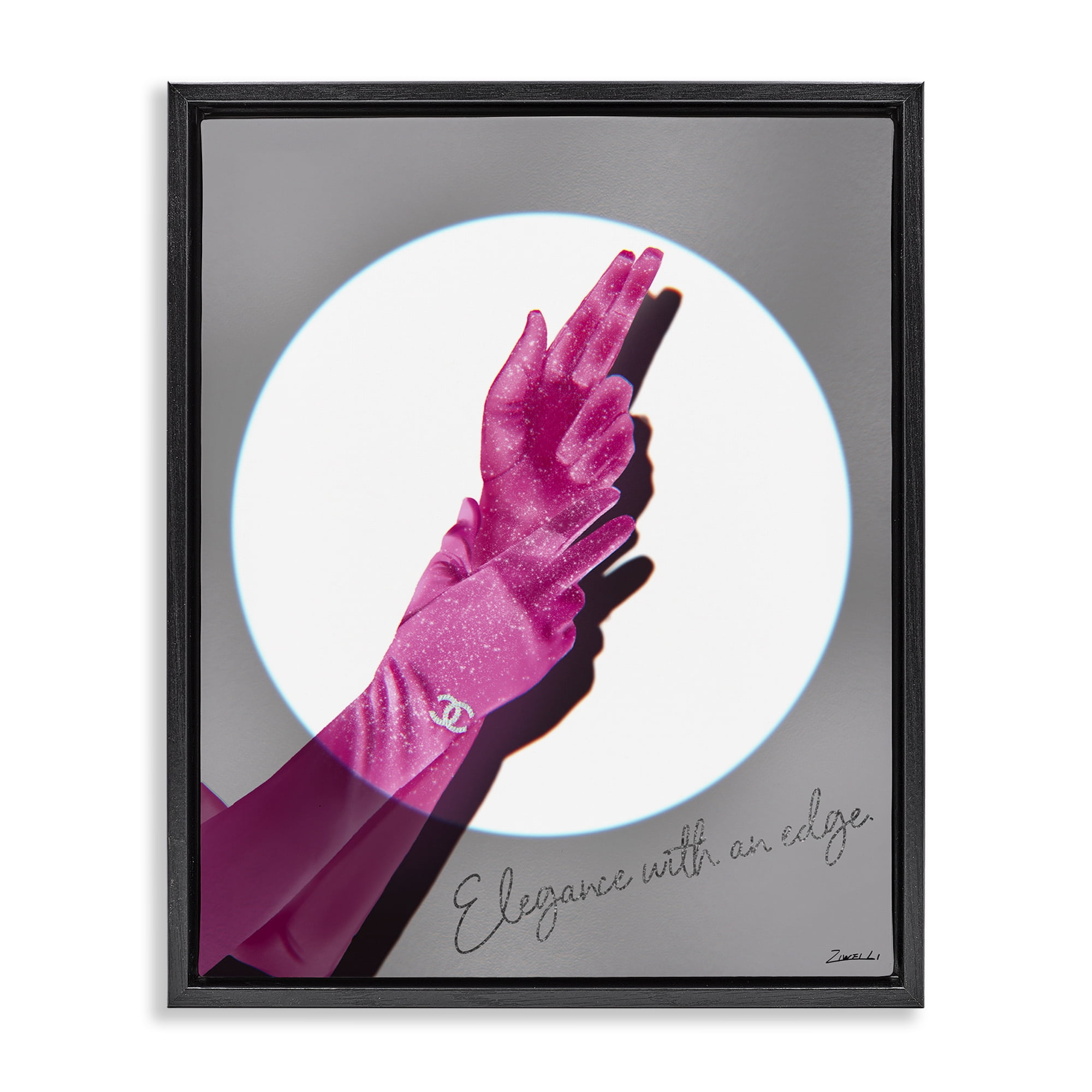 Stupell Industries Elegance With An Edge Fashion Painting Black Floater Framed Canvas Art Print Wall Art, 25 x 31