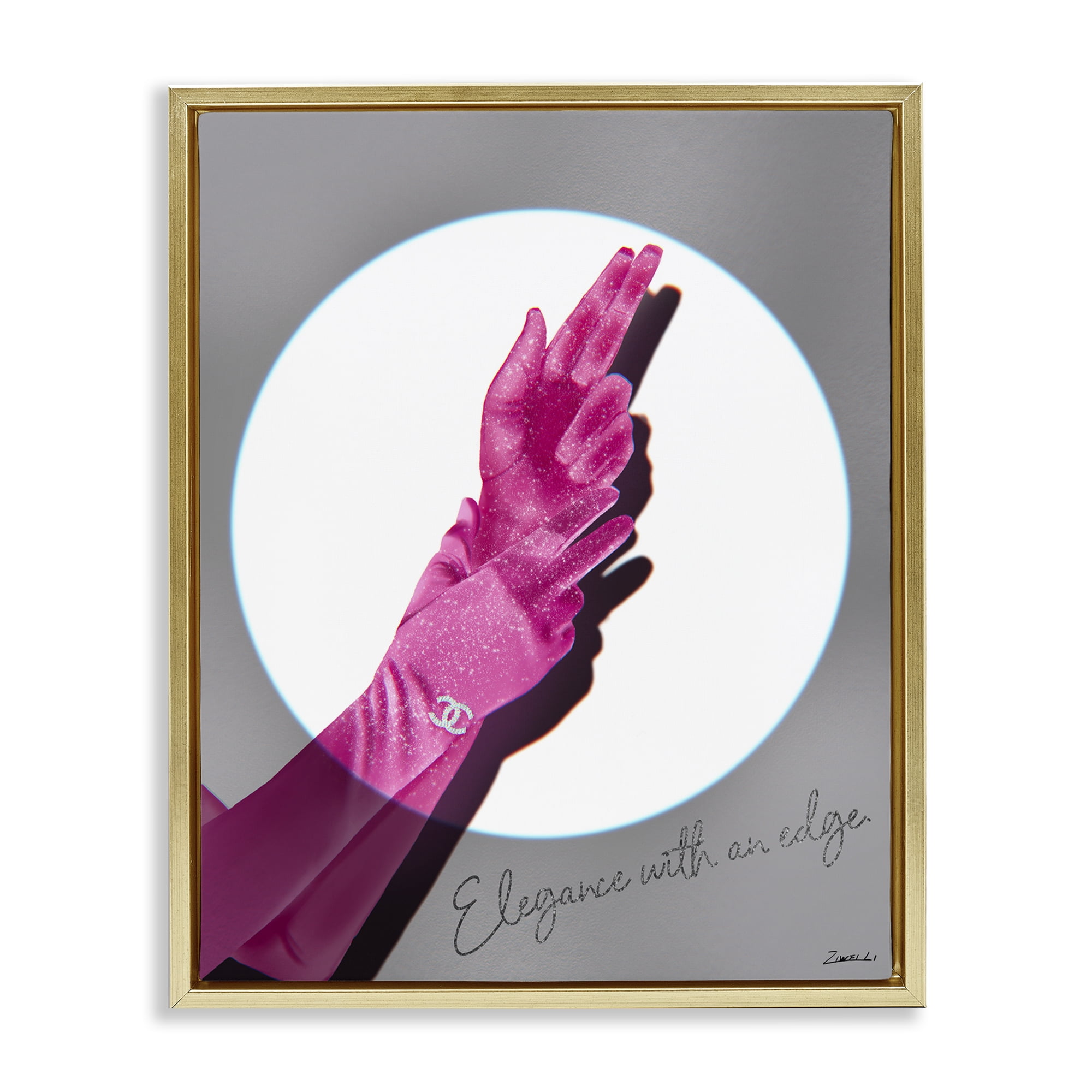 Stupell Industries Elegance With An Edge Fashion Painting Gold Floater Framed Canvas Art Print Wall Art, 17 x 21