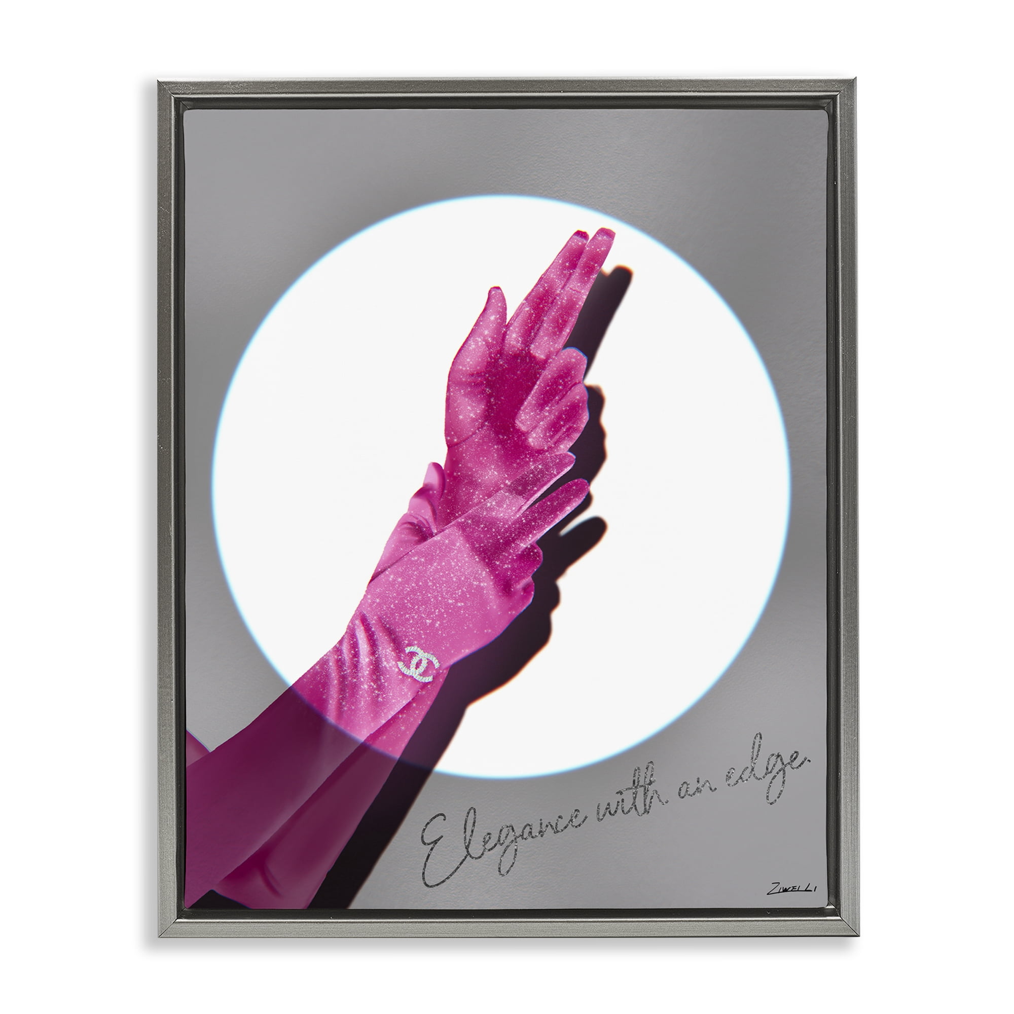Stupell Industries Elegance With An Edge Fashion Painting Gray Floater Framed Canvas Art Print Wall Art, 17 x 21