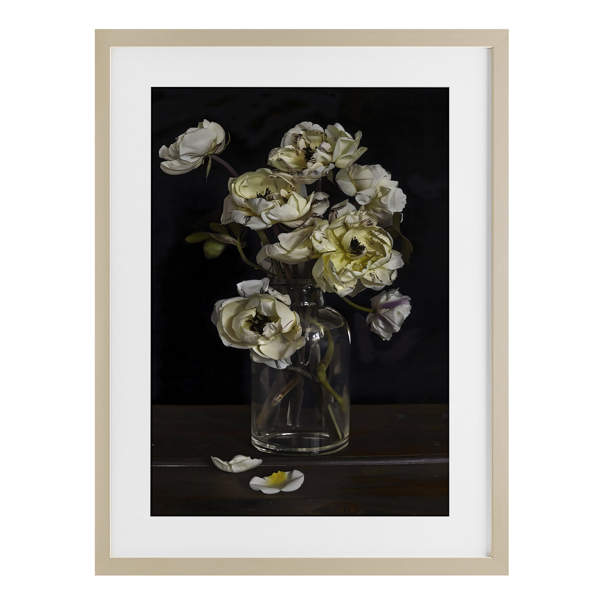 Stupell Industries Elegant Arrangement of Cream Blossoms Birch Framed Print Under Glass, design by Creative Studio