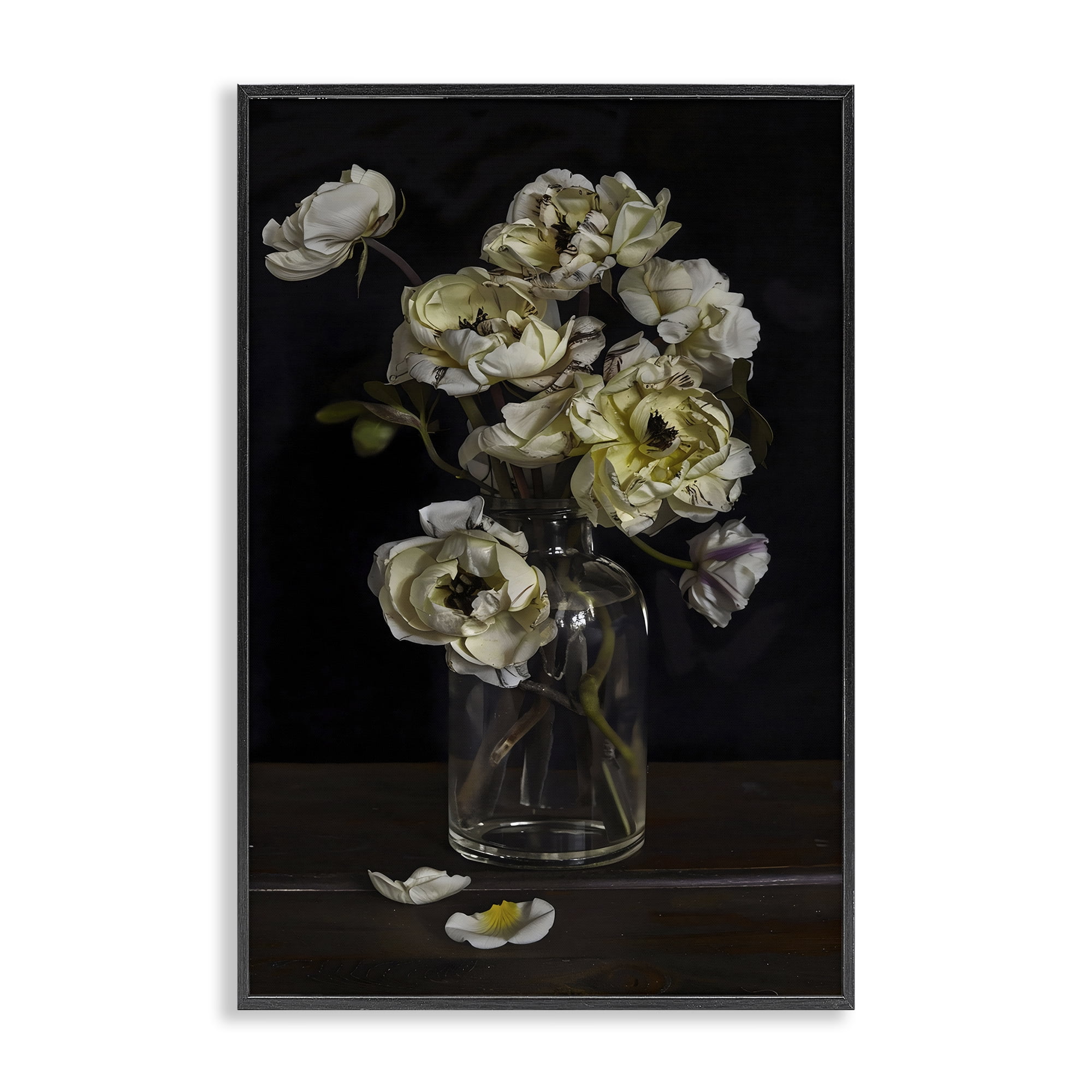 Stupell Industries Elegant Arrangement of Cream Blossoms Black Framed Giclee Art, design by Creative Studio
