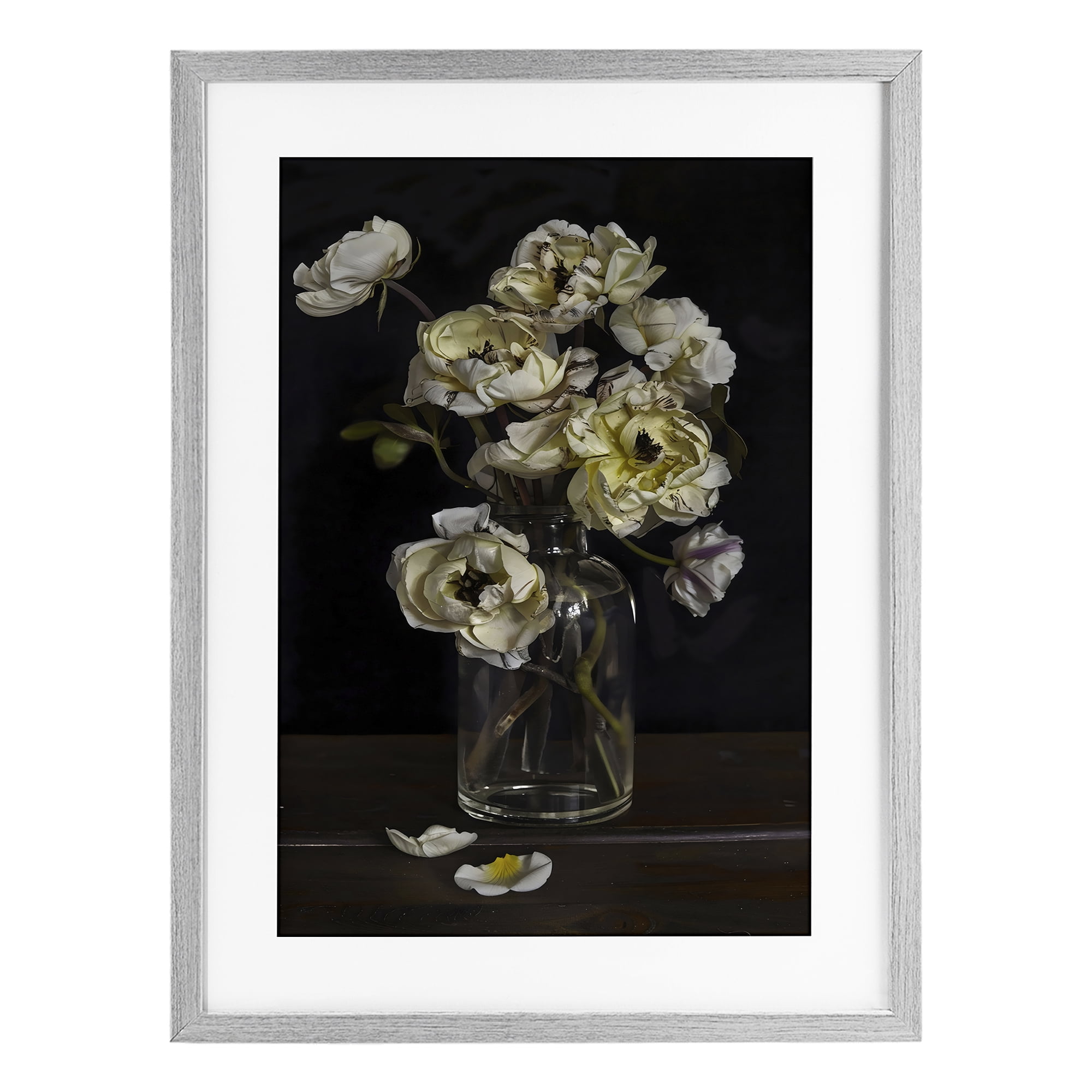 Stupell Industries Elegant Arrangement of Cream Blossoms Gray Framed Print Under Glass, design by Creative Studio